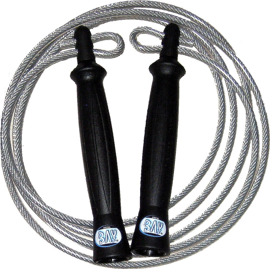 BAY-Sports Springseil Made in Germany DELUX 280 Stahl Seele Sprungseil High Speed PVC Mantel, Längenverstellbar - MADE IN GERMANY Prägung