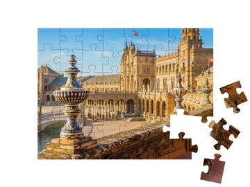puzzleYOU Puzzle Blick auf die Plaza de España, Sevilla, Spanien, 48 Puzzleteile, puzzleYOU-Kollektionen Spanien