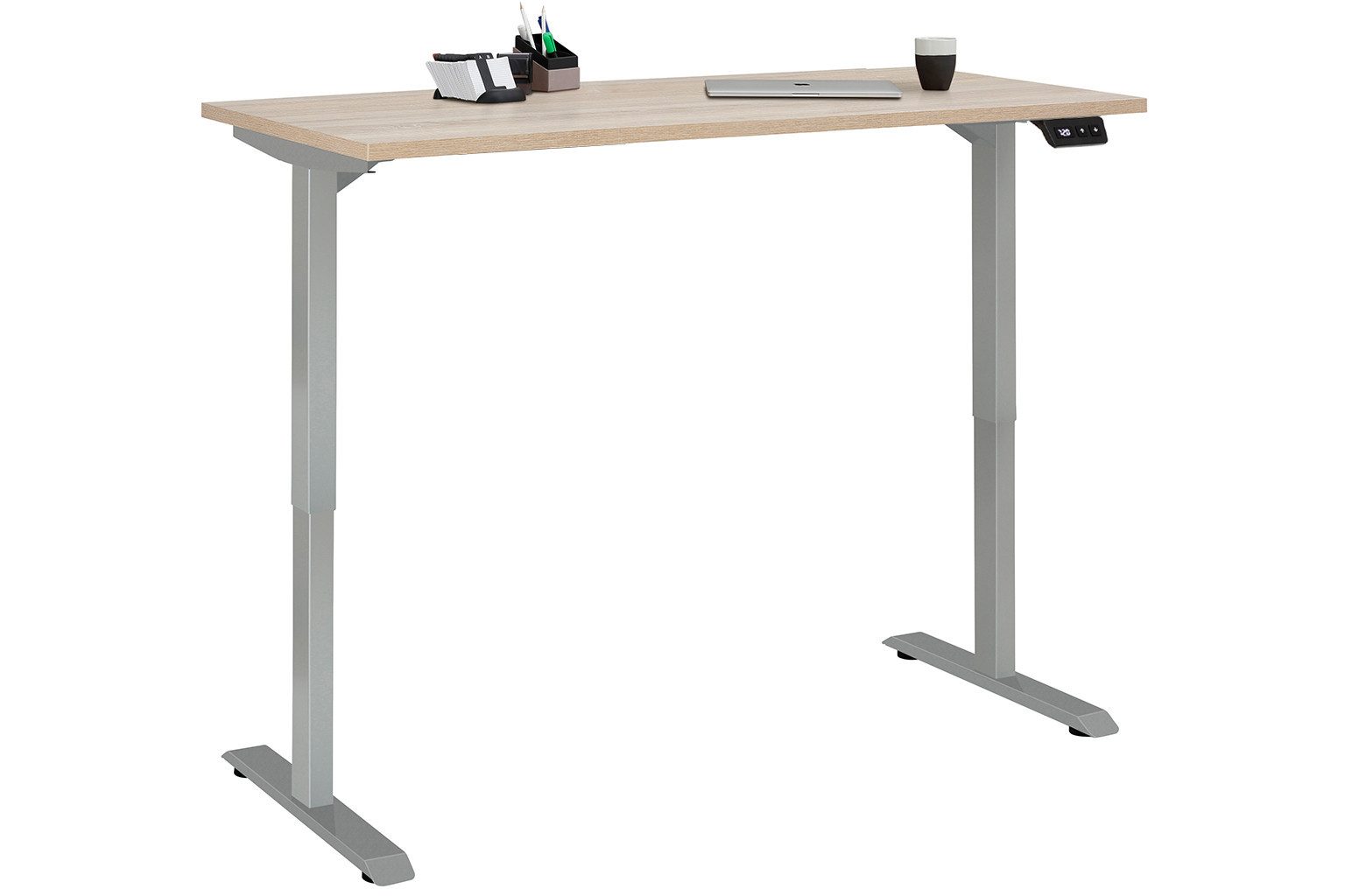 Maja Möbel Schreibtisch e-desk, in Eiche/alu - 160x72x80 (B/H/T) elektrisch verstellbar