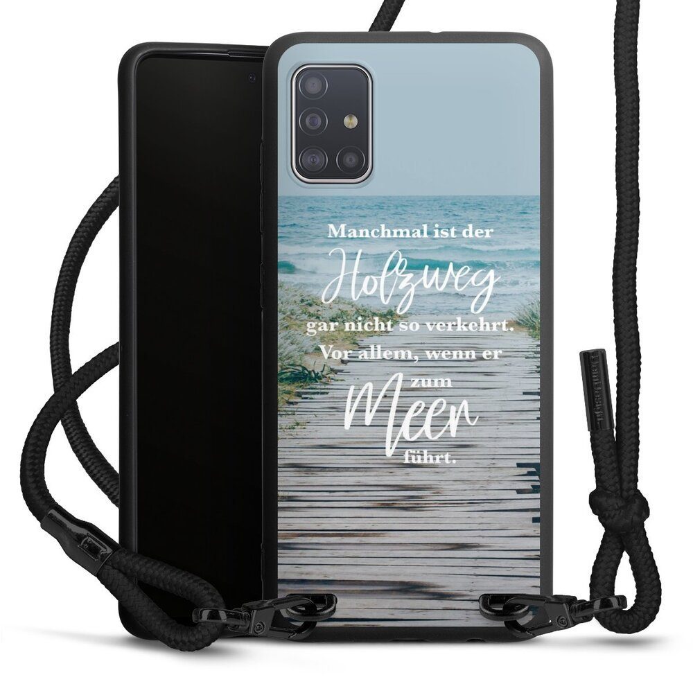 DeinDesign Handyhülle »Strand Motivation Spruch Holzweg«, Samsung