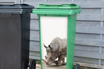 MuchoWow Wandsticker Nashorn - Jungen - Wildtiere - Kinder - Mädchen - Tiere (1 St), Mülleimer-aufkleber, Mülltonne, Sticker, Container, Abfalbehälter