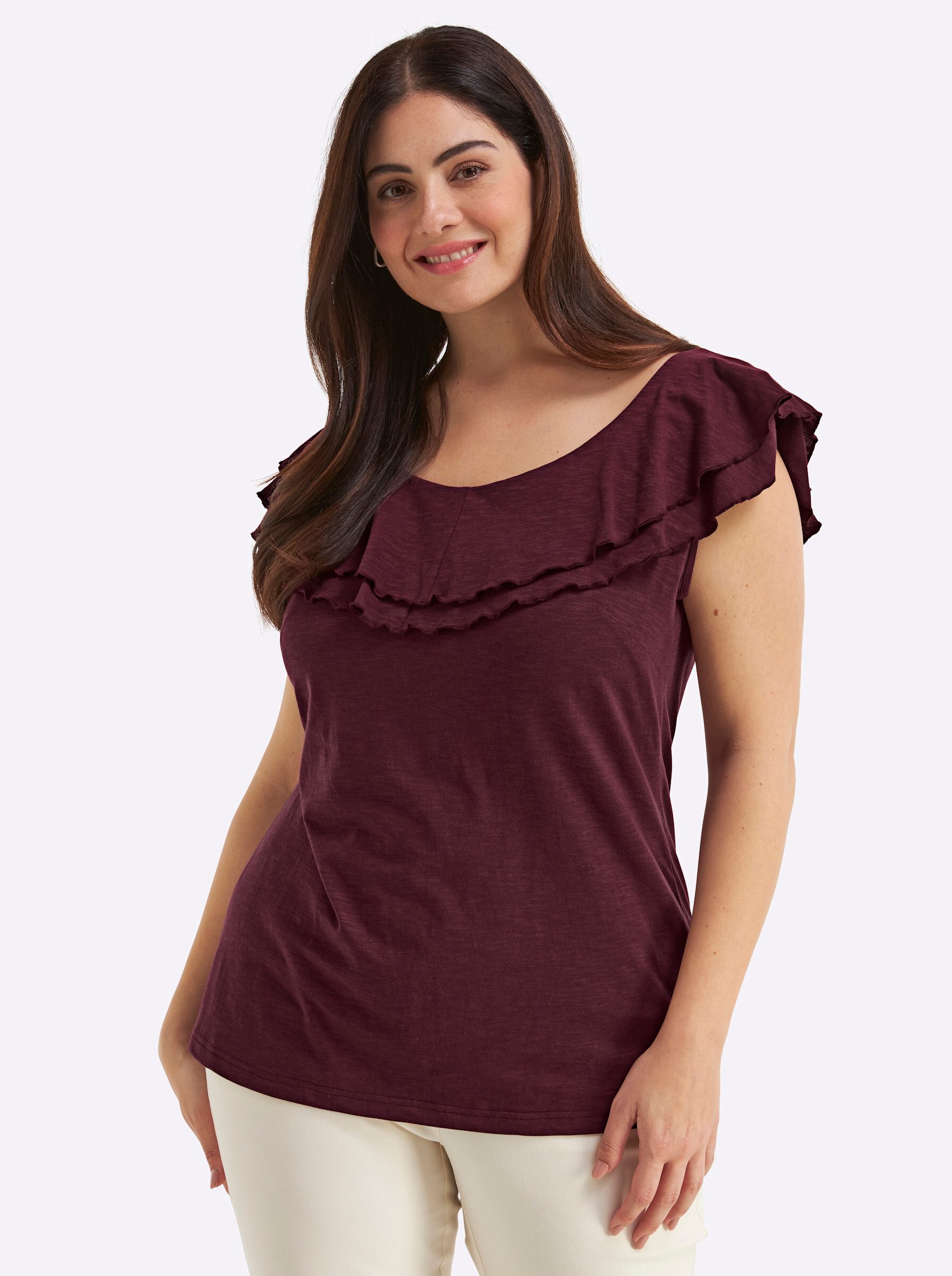 Sheego T-Shirt Halbarmshirt Ärmellos