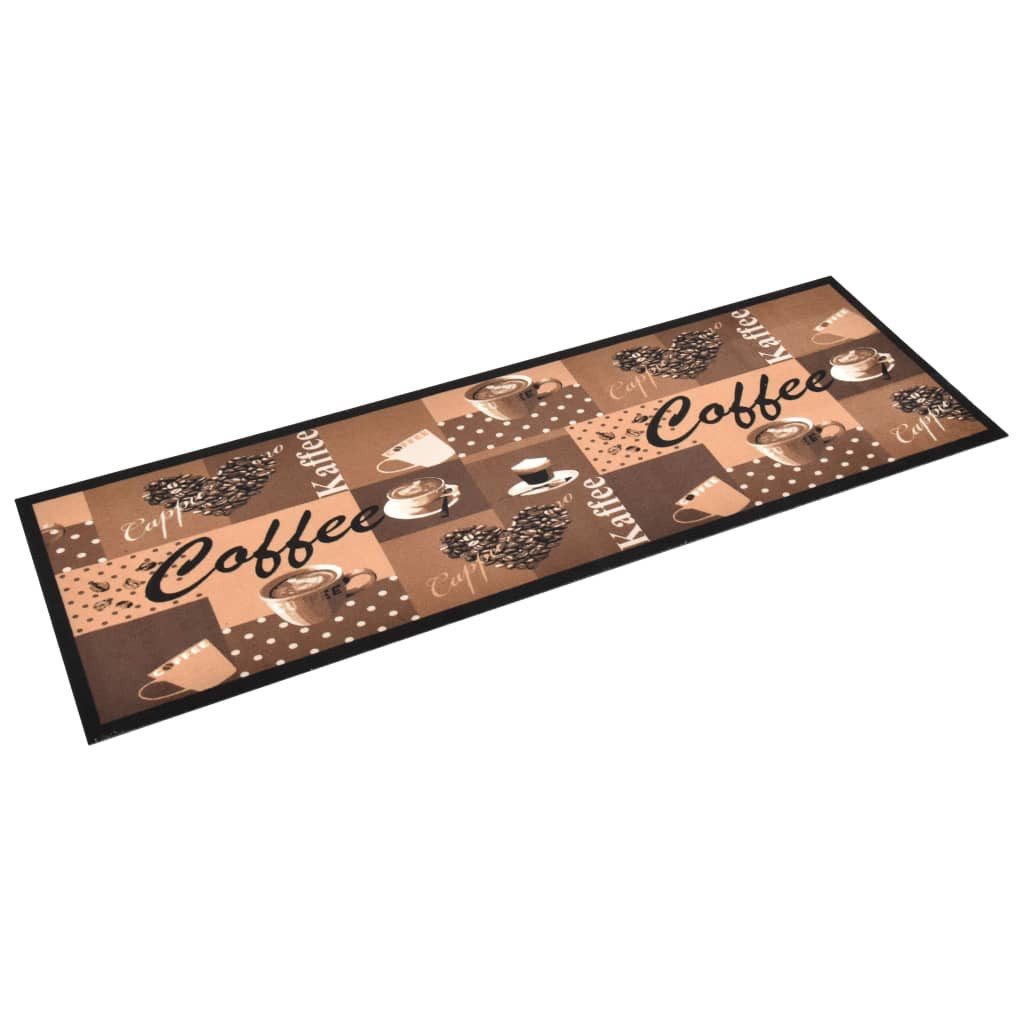 furnicato Teppich Trendige Bodenmatte 180 x 60 cm in Kaffee-Aufdruck Braun, 60 x 180 cm, Maschinenwaschbarer Teppichläufer mit rutschfester Latexbasis – Bild 2 von 5