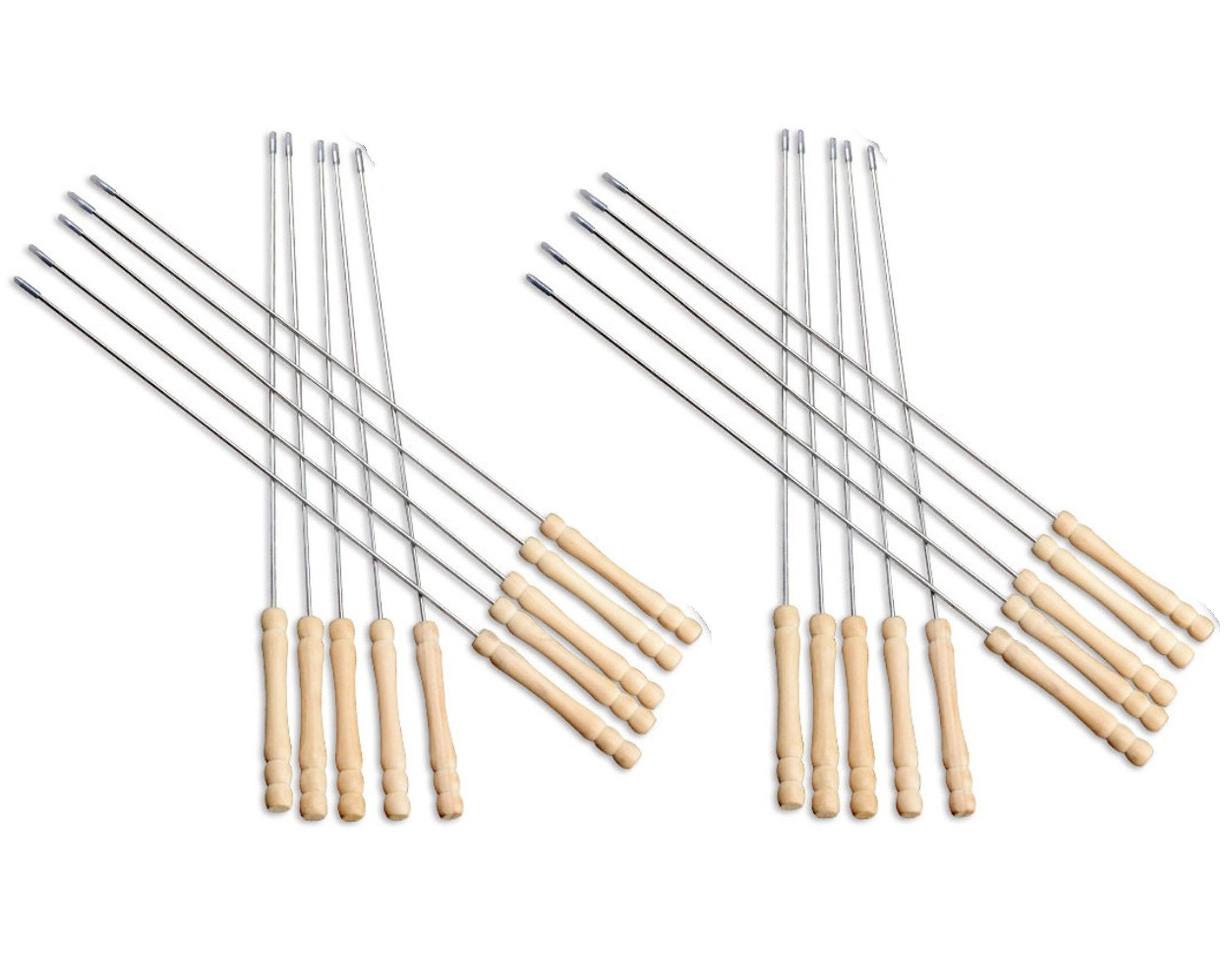 Grillspieß 20er Set Schaschlikspieß 38 cm mit Holzgriff - Rostfreier Grillspieß
