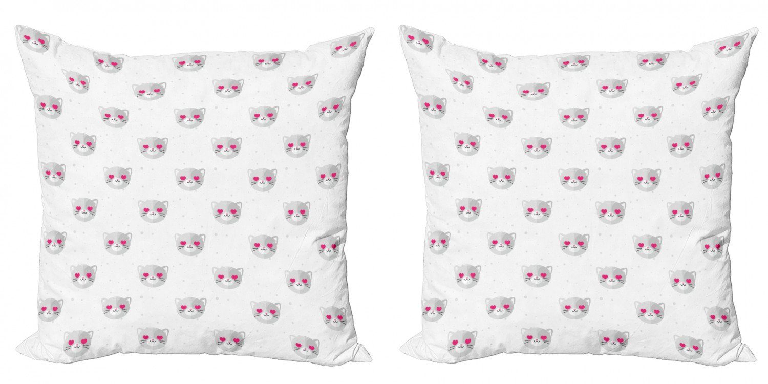 Gesichter Accent Herzen Modern Kissenbezüge Doppelseitiger emoji Abakuhaus rosa Digitaldruck, Stück), Kitty (2