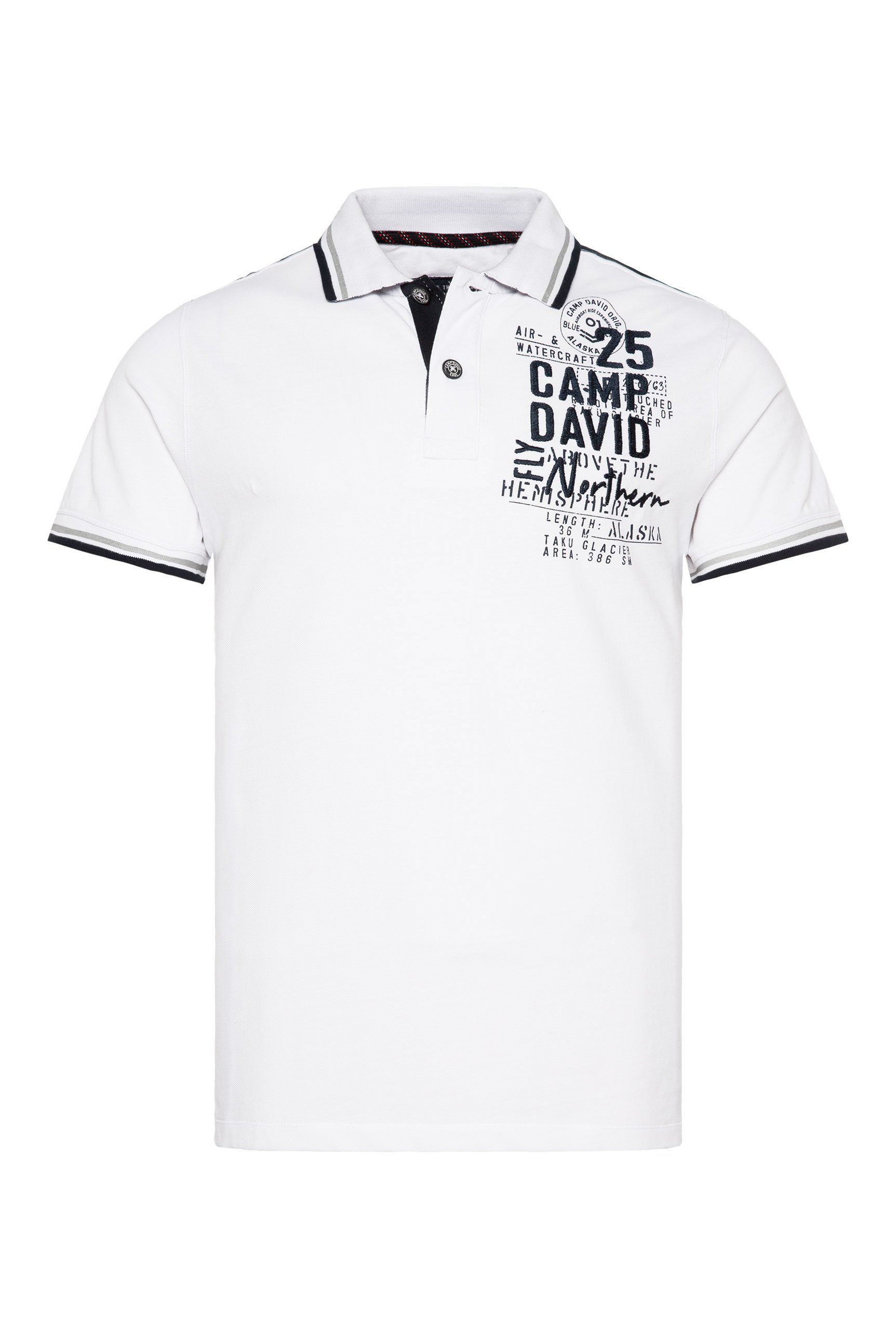 CAMP DAVID Poloshirt mit opticwhite Label-Applikationen