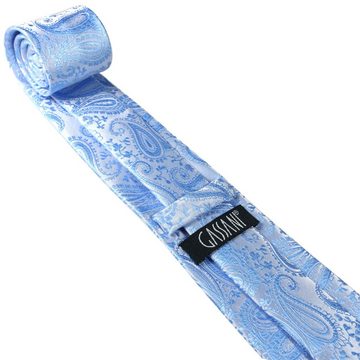 GASSANI Krawatte Hochzeitskrawatte Paisley Festlich, Herren-Krawatte Hochzeit Schlips (Set, 3-St., Krawattenset, Einstecktuch, Manschettenknöpfe) Dünn, Schmal, Slim Tie, Satin Jacquard Floral Gemustert, Seide-Touch