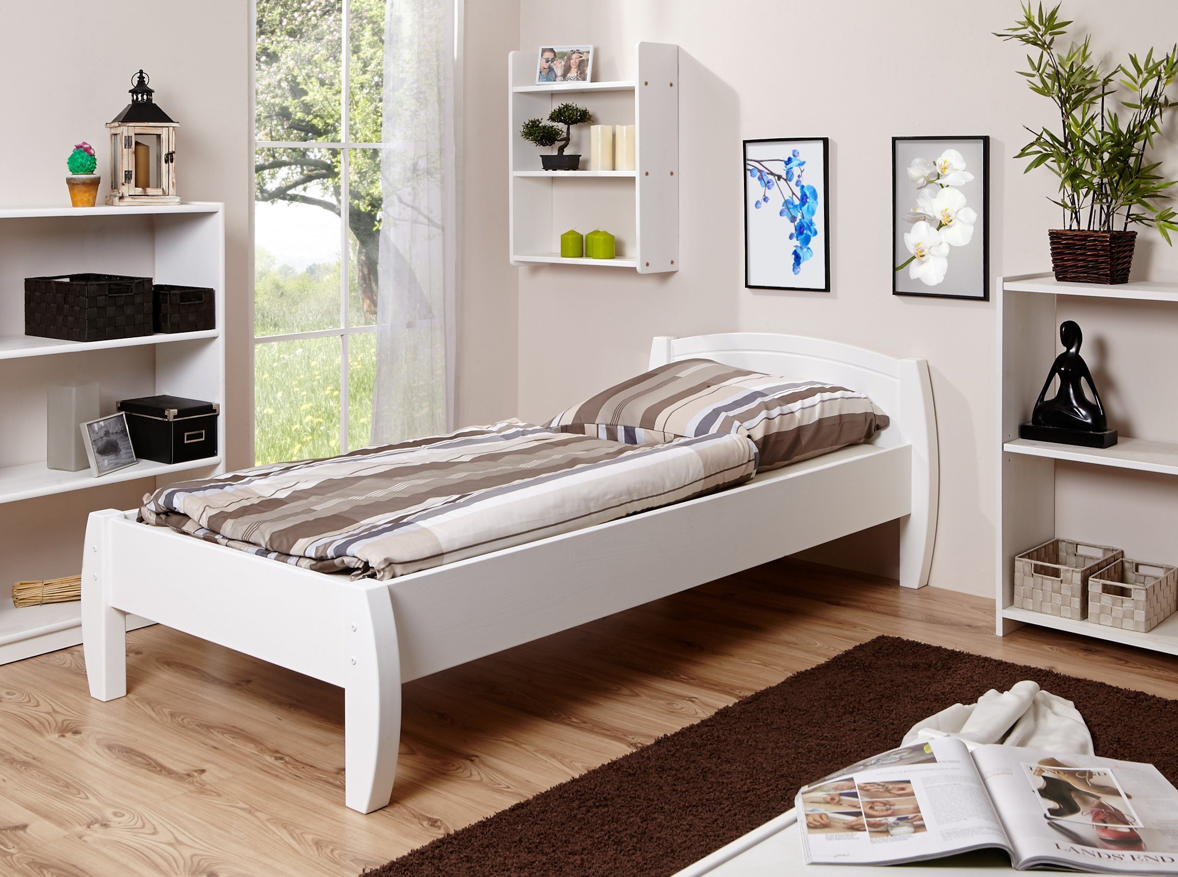 Ticaa Bettgestell Bett Jasmin Kiefer Weiß günstig online kaufen