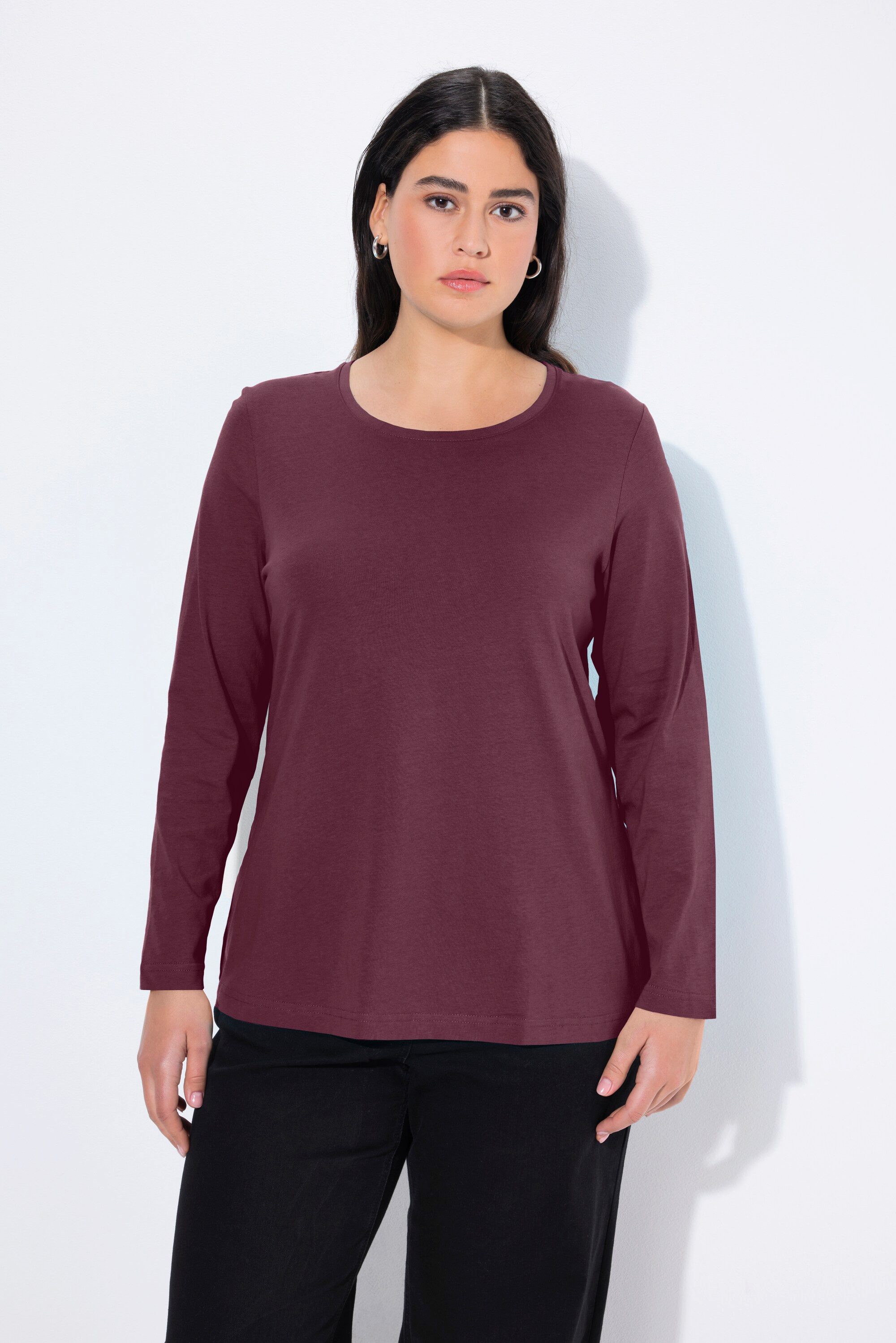 Ulla Popken T-Shirt bis 64 Oberteil Langarmshirt Basic Langarm günstig online kaufen