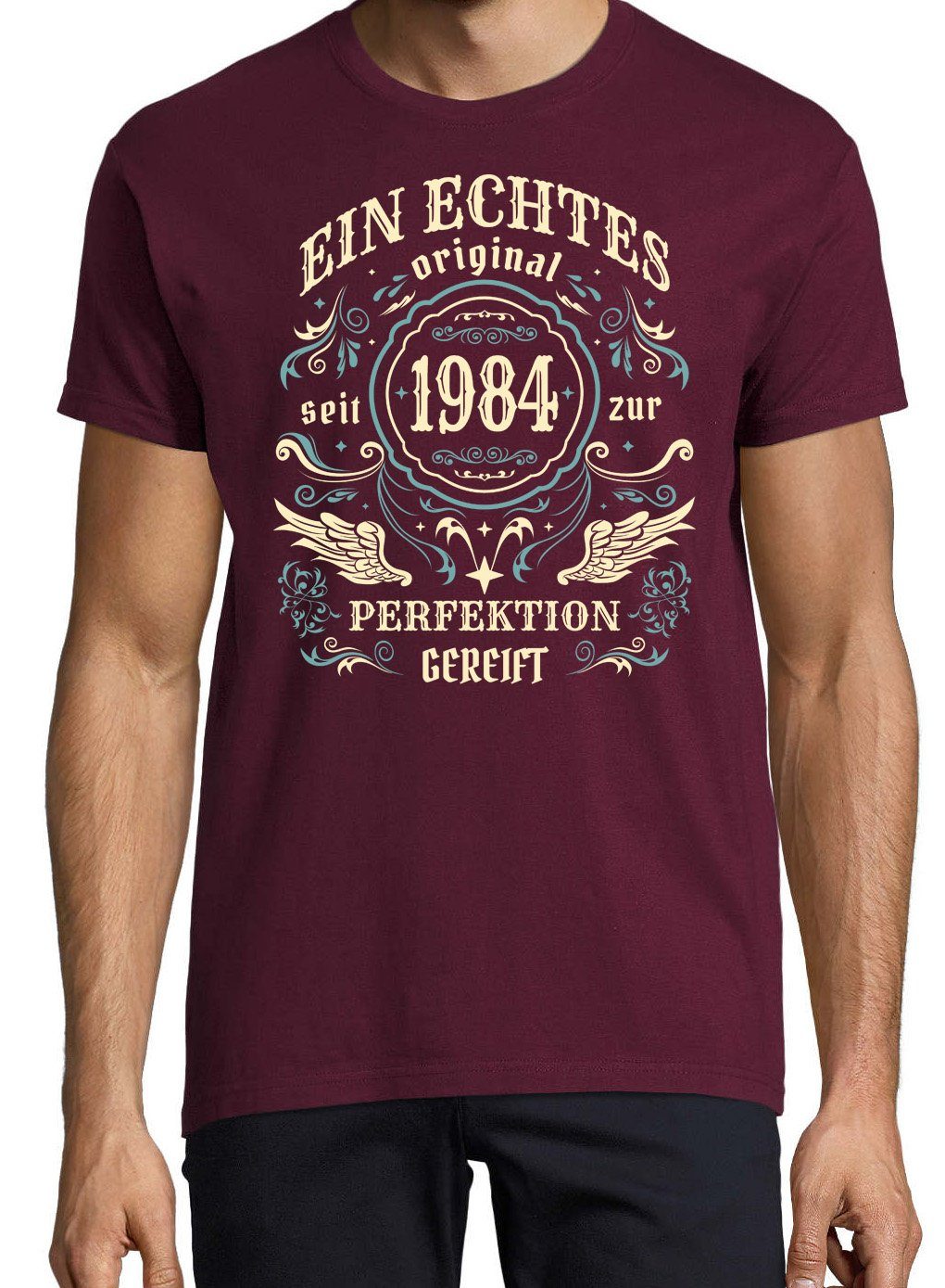 T-Shirt Spruch zum Geburtstag Geburtstag Youth T-Shirt Herren Burgund 2024 Seit Original 1984 mit 40. lustigem Designz