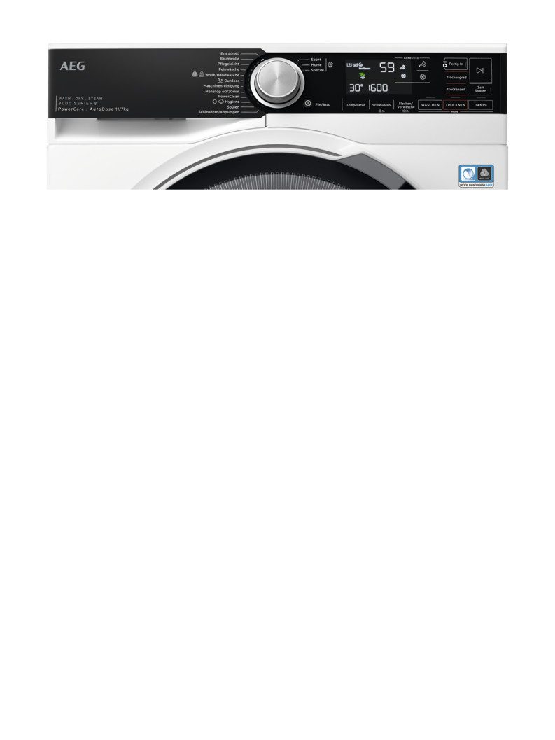 AEG Waschtrockner 8000 PowerCare® LWR8D80610, 11 kg, 7 kg, 1600 U/min, AutoDose: Automatische Dosierung, spart bis zu 60% Waschmittel