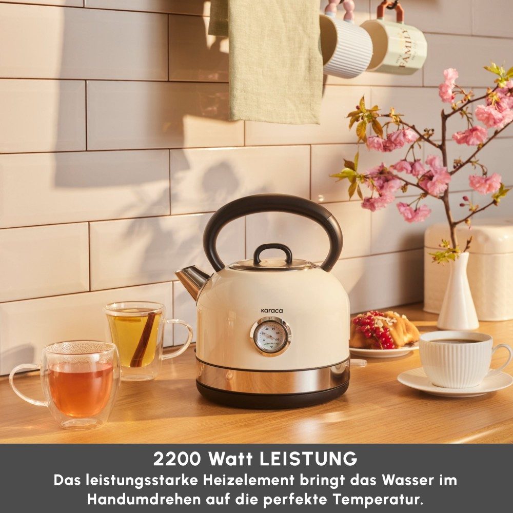 Karaca Wasserkocher Karaca Retro 2202 Wasserkocher Creme 2200W