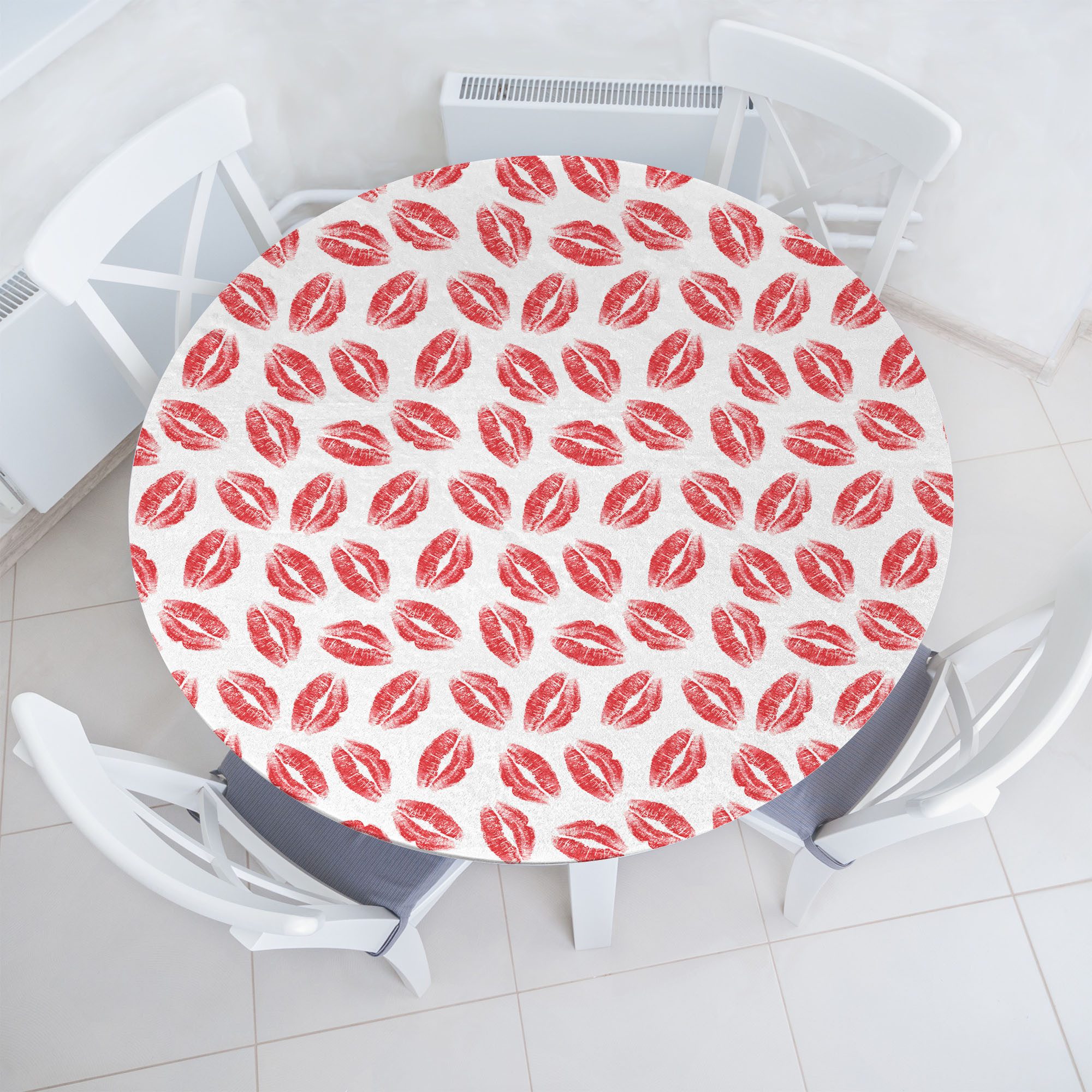 Abakuhaus Tischdecke Rundum-elastische Stofftischdecke, küssen Frau Lippenstift-Lippen drucken