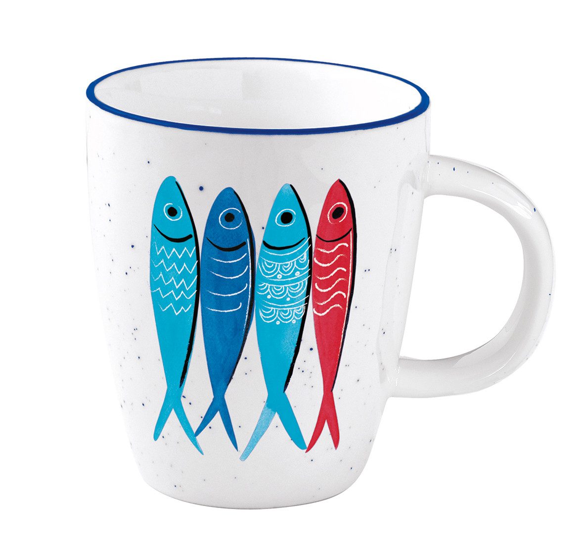 EasyLife Tasse Sardines Party, Porzellan, Spülmaschinengeeignet, Mehrfarbig, Motiv: Fische, Höhe: cm