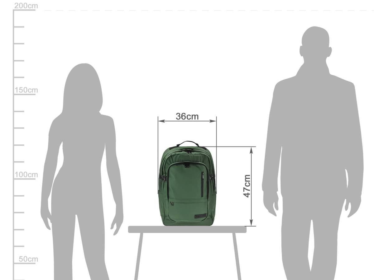 Greenburry Tagesrucksack "Cambridge" Rucksack 36x47cm, Schulrucksack mit Notebookfach 30x32cm und Brustgurt, grün