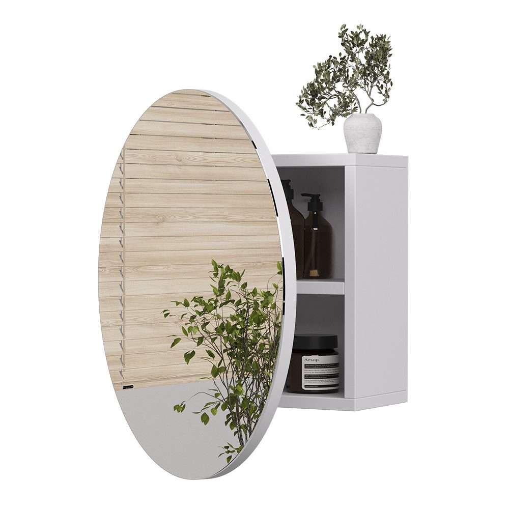 Vicco Badezimmerspiegelschrank Loki, Weiß, 50 x 50 cm mit 2 Fächern (1-St)