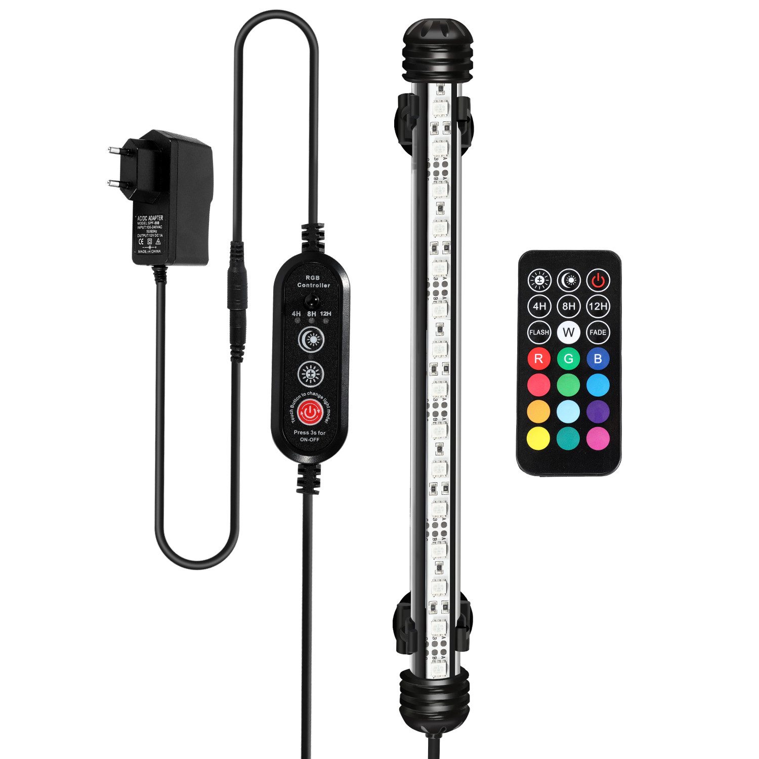 Clanmacy LED Aquariumleuchte 18cm-112cm LED Aquarium Lampe Leuchten Mollusken RGB Aquariumleuchte