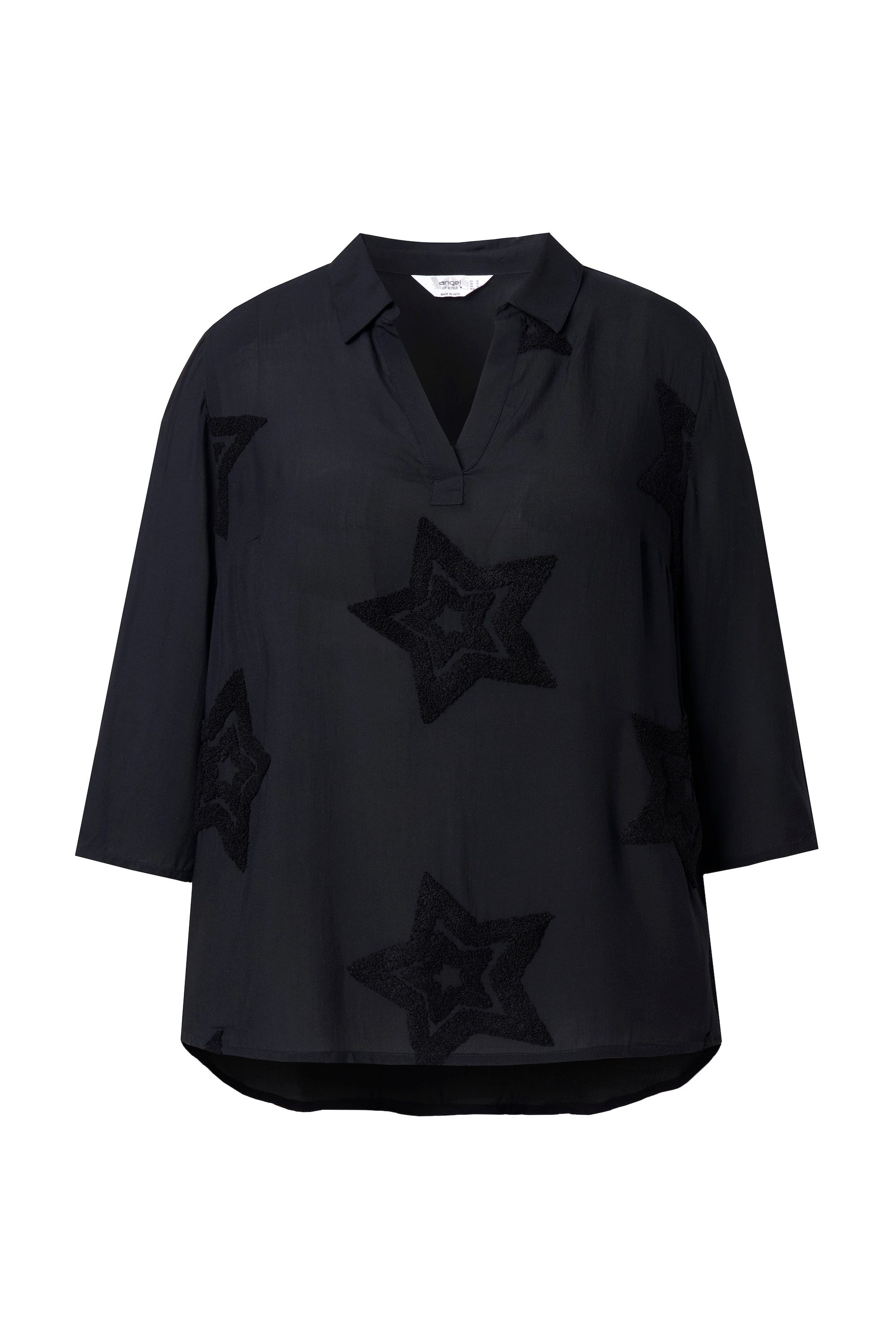 Angel of Style Hemdbluse Tunika A-Linie farbige Frottee-Sterne 3/4-Ärmel günstig online kaufen