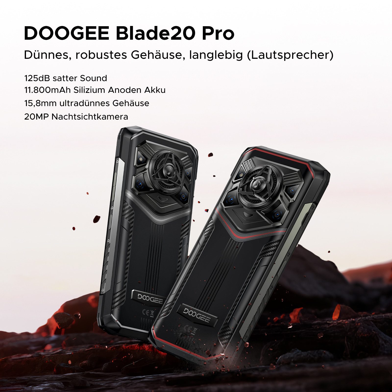 DOOGEE BLADE20PRO 6GB RAM +256GB ROM,50MP AI-Hauptkamera,11800mAh Smartphone (6.6 Zoll, 256 GB Speicherplatz, 50 MP Kamera, 20M Nachtsichtkamera,125-dB-HiFi-Lautsprecher)
