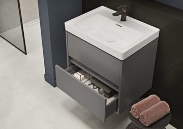 KOLMAN Waschbeckenunterschrank Badmöbel Set CREA 100 Badezimmerschrank mit Schubladen & Keramikwaschbecken