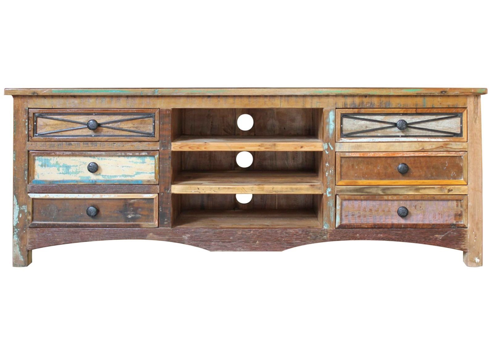 Massivmoebel24 TV-Board NATURE OF SPIRIT (Massivholz), TV-Board Altholz 160x45x60 mehrfarbig lackiert NATURE OF SPIRIT #16