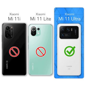 EAZY CASE Handyhülle Liquid Glittery Case für Xiaomi Mi 11 Ultra 6,81 Zoll, Gloss Slimcover Girly Backcover Bling Phone Case kratzfeste Cover Blau