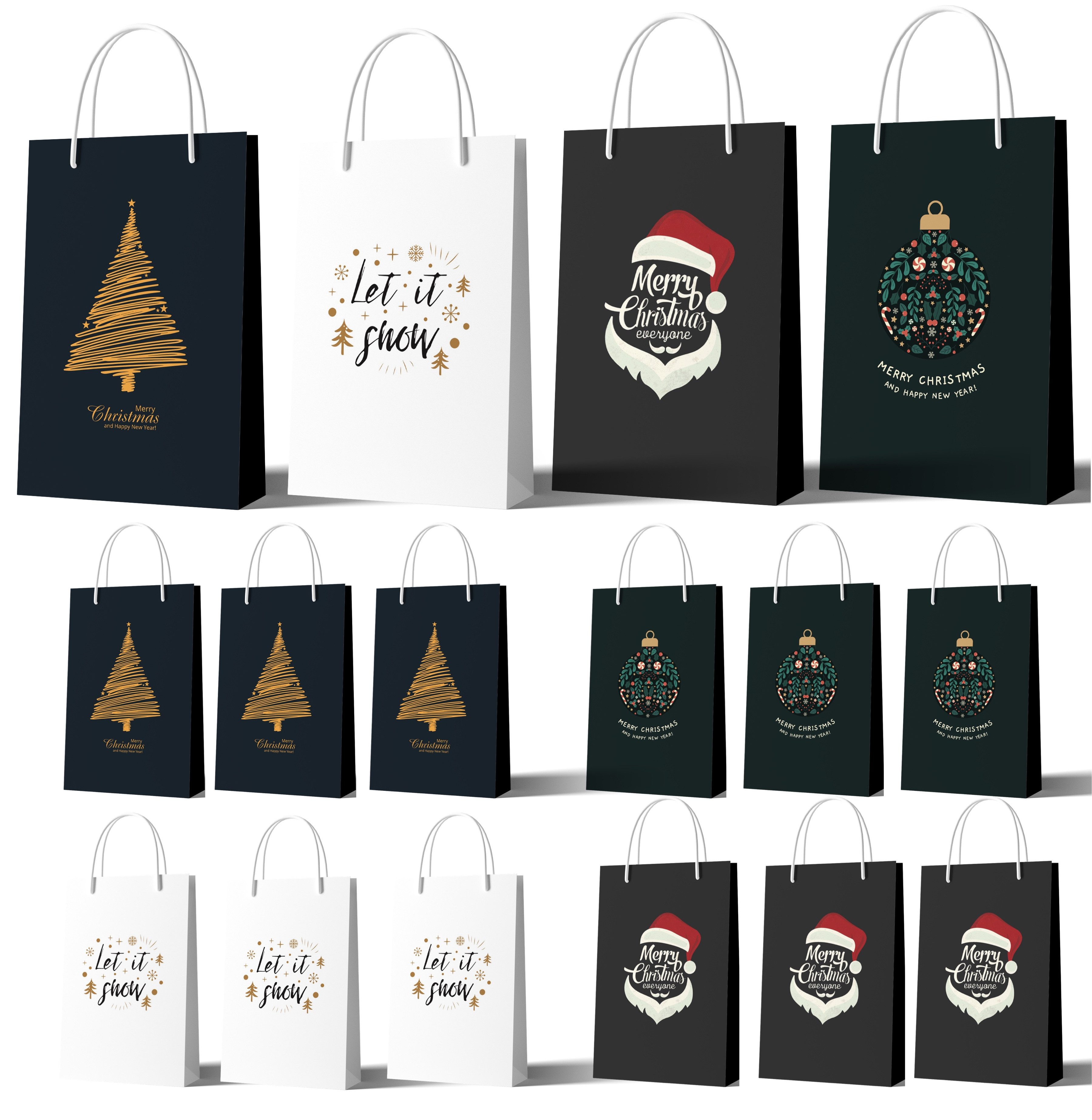Aufbewahrungsbox 12 XXL-Geschenktaschen für Weihnachten: Weihnachtstüten Geschenk