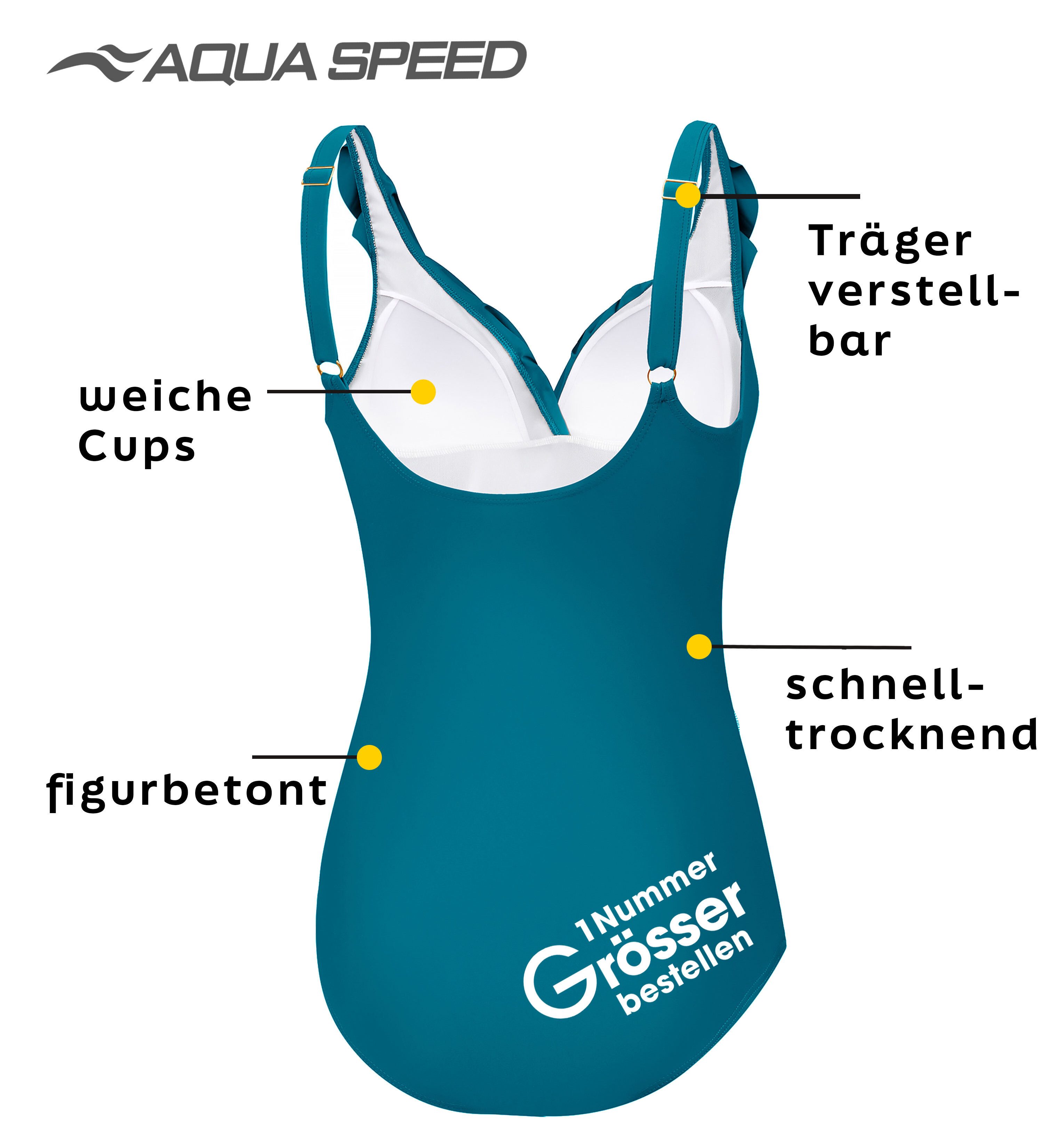 Aqua Speed Badeanzug Figur schmeichelnder Lydia Badeanzug mit kl. Handtuch (elegante Farben und jugendliches Design) – Bild 3 von 5
