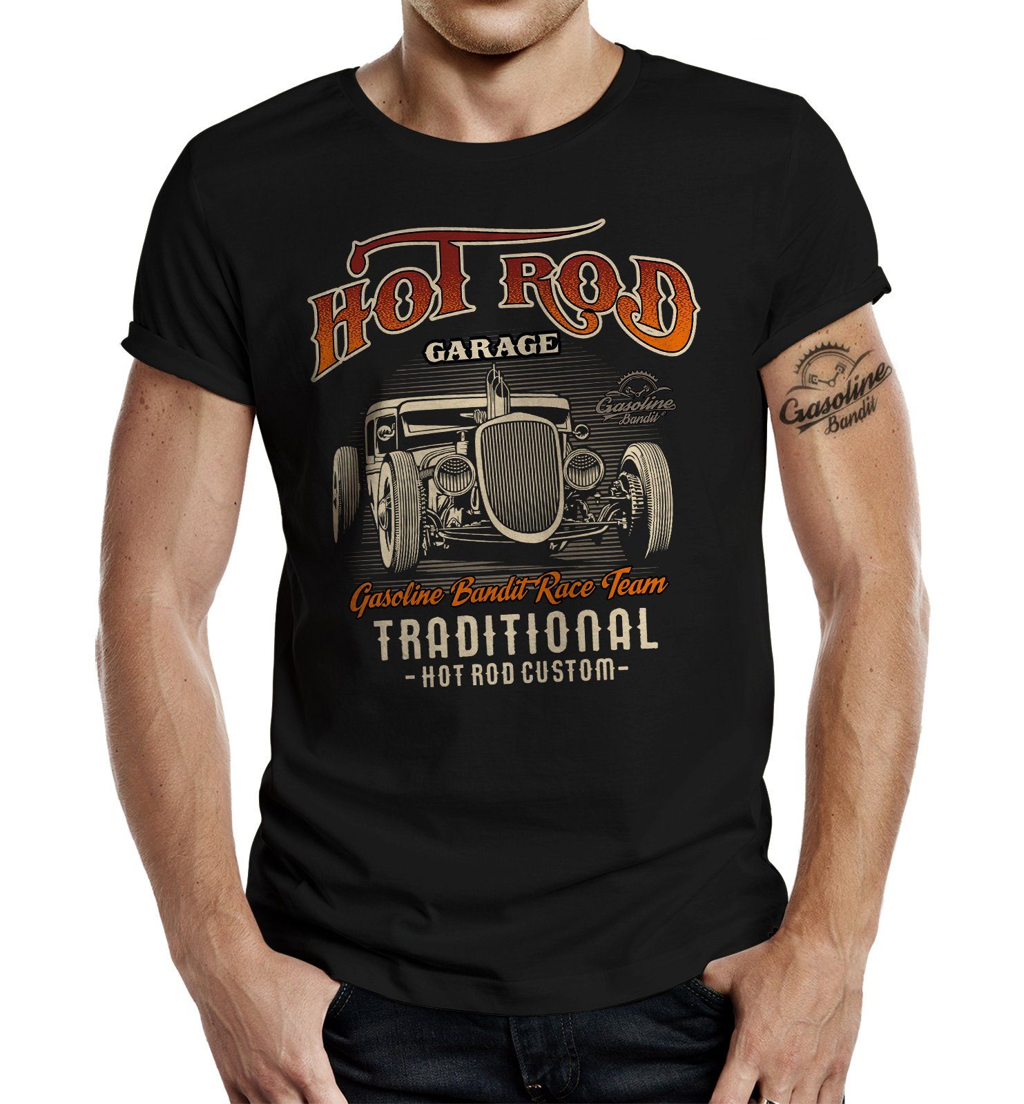 GASOLINE BANDIT® T-Shirt für Classic US Car Fans: Hot Rod Garage Custom
