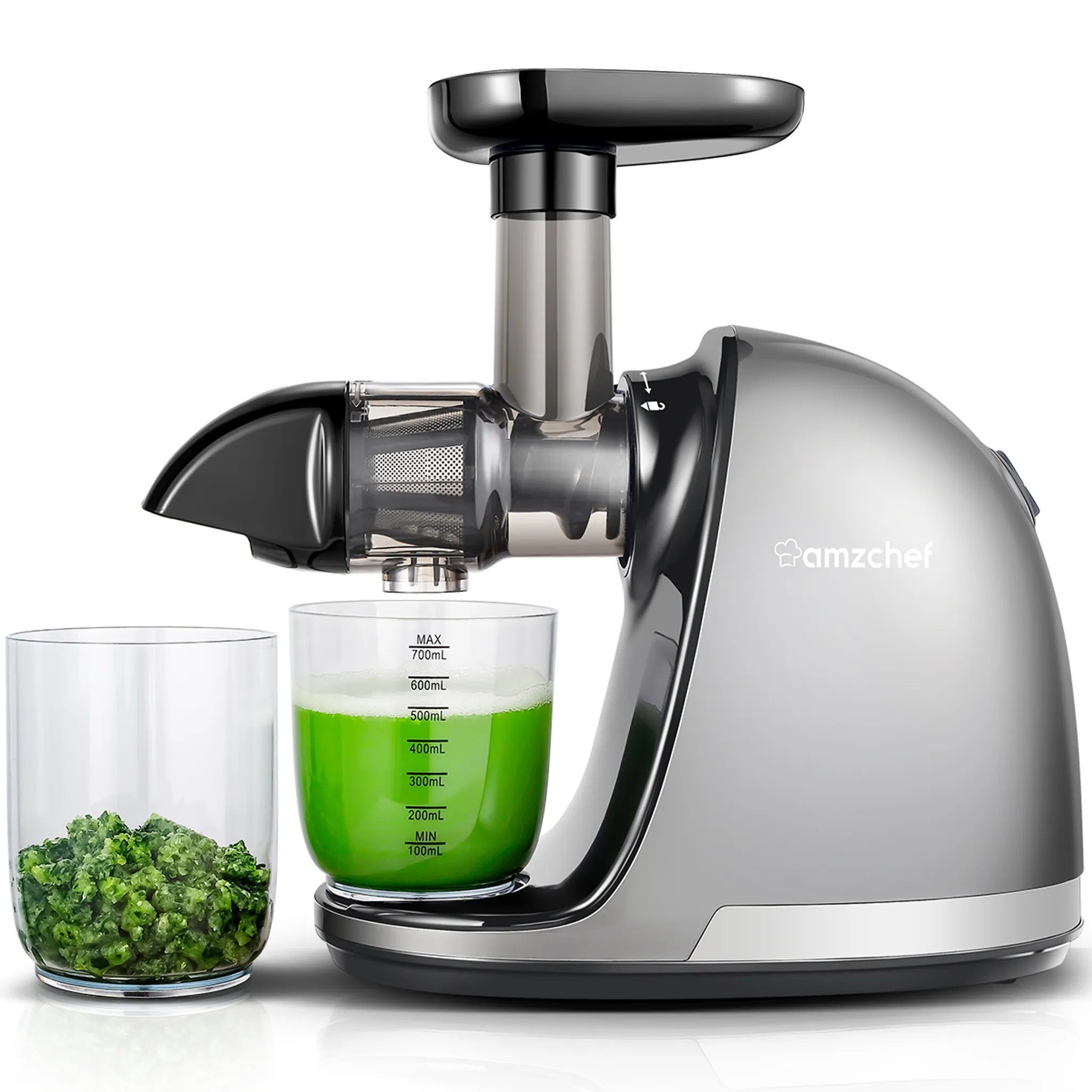 AMZCHEF Slow Juicer ZM1501, 150,00 W, Saftpresse Elektrisch, Entsafter Gemüse und Obst BPA Frei