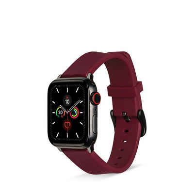 Artwizz Smartwatch-Armband WatchBand Silicone, Silikon Armband mit Adapter, Rot, Apple Watch 9-7 (41mm), 6-4 & SE (40mm), 3-1 (38mm)