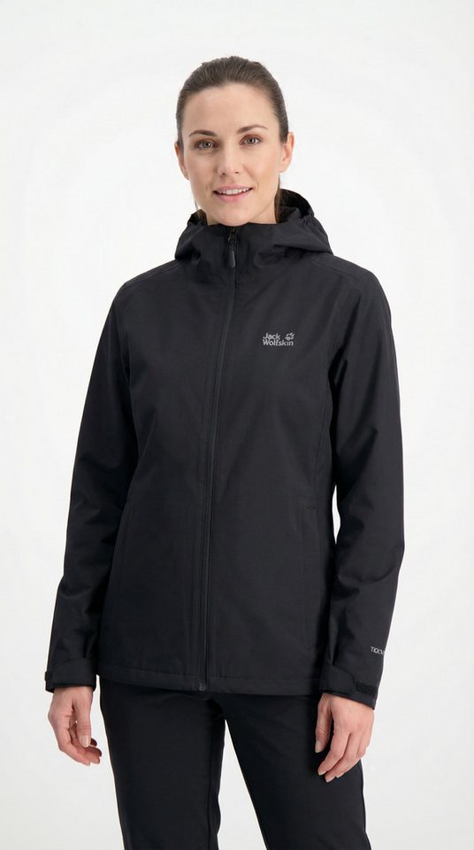 Jack Wolfskin Regenjacke OUTROVERT 2L JKT W mit Kapuze, wasserdicht, atmungsaktiv
