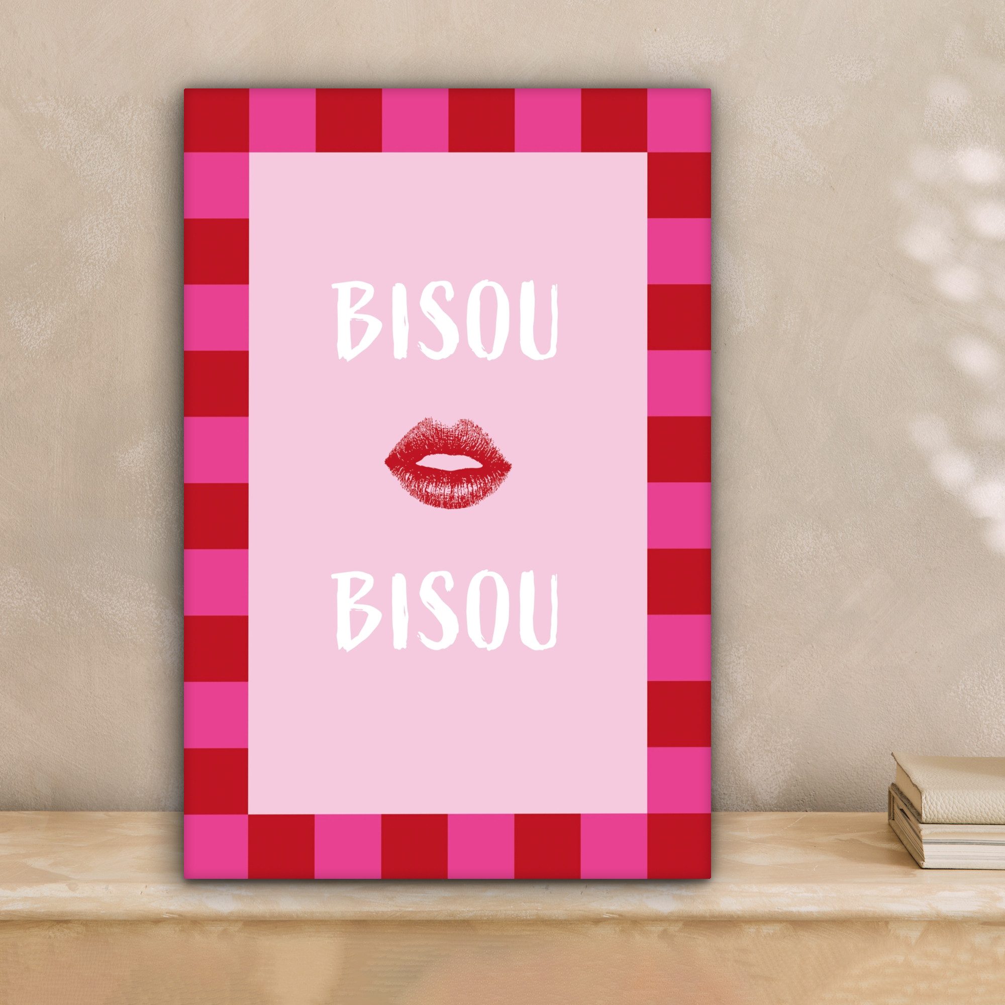 OneMillionCanvasses® Leinwandbild Kuss - Rosa - günstig online kaufen