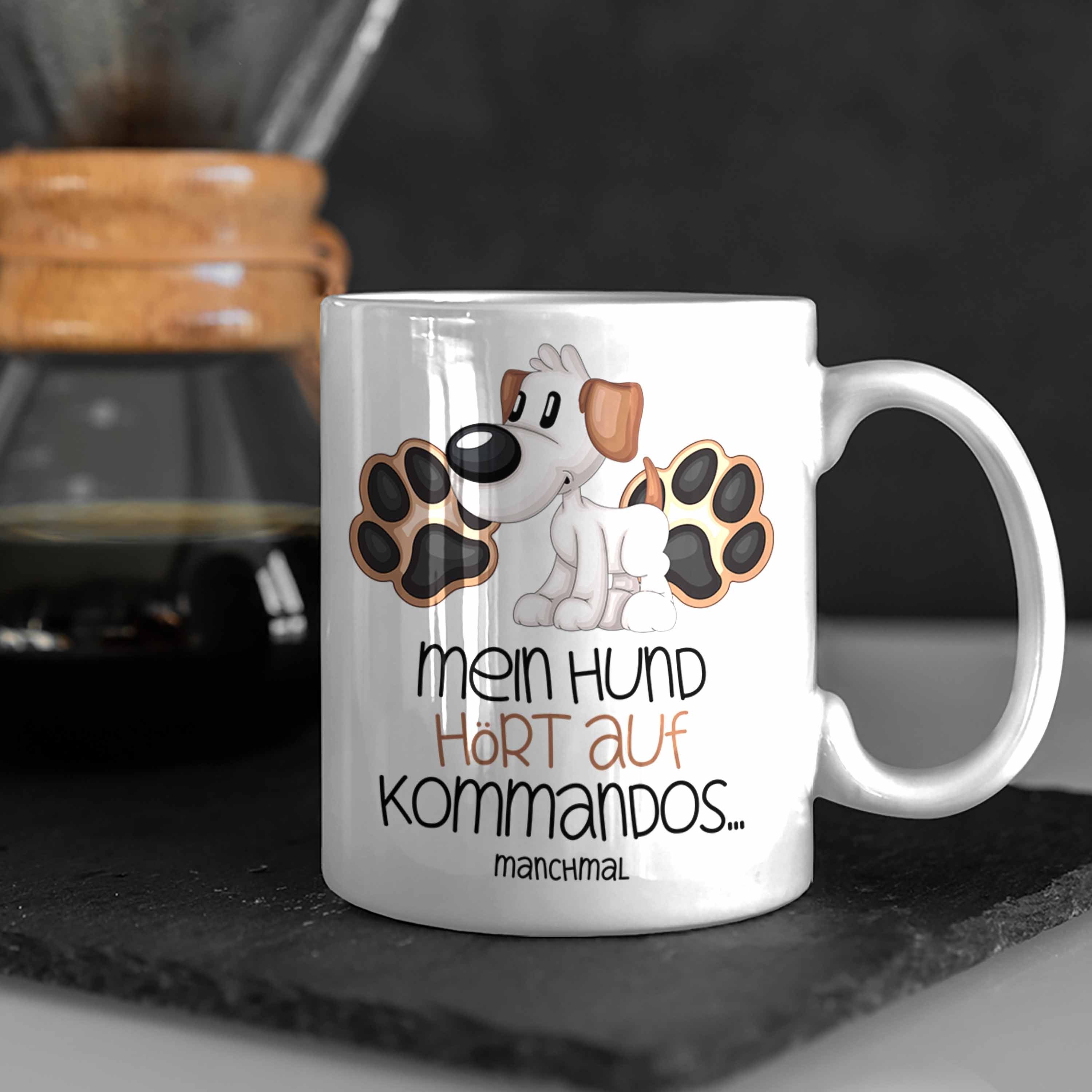 Trendation Weiss Tasse Kommando Kaffee-Becher Hört Auf Mein Tasse Hundebesitzer Hund Geschenk