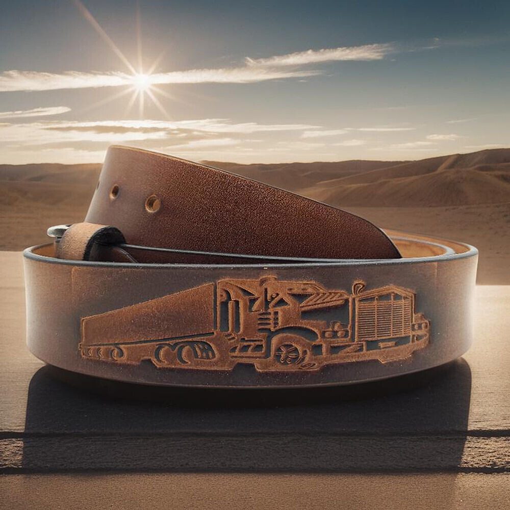 Lemasi Ledergürtel echt Leder Ремни aus Büffelvollleder mit Truck / LKW für Trucker / LKW Fahrer ein tolles Geschenk