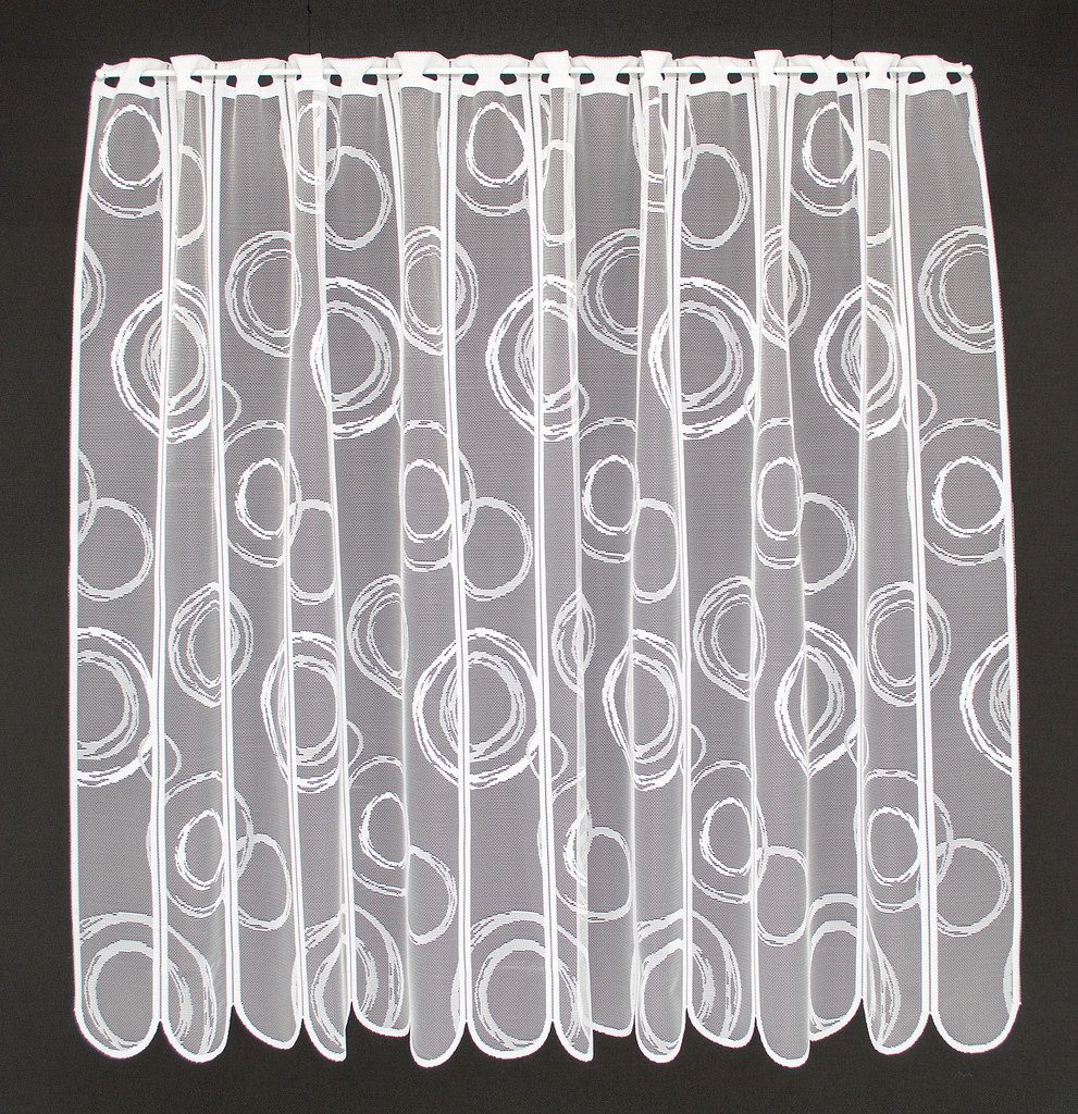 Gardinen Kranzusch Scheibengardine Kringel (1 St), Stangendurchzug, transparent, Stablöcher,transparent,verschiedene Höhen, Breiten