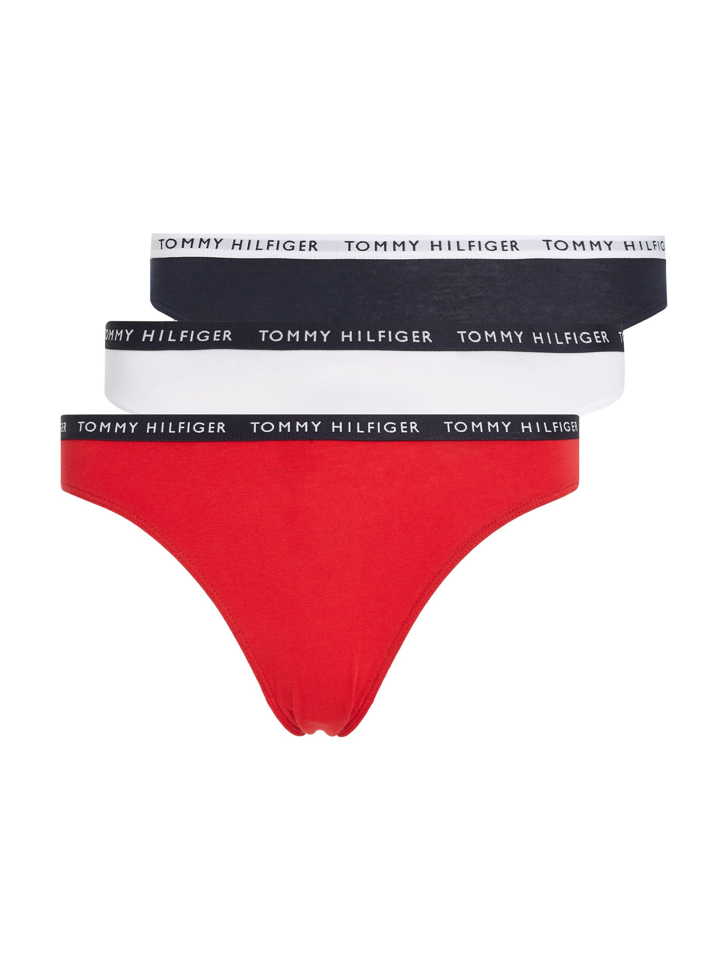 Underwear Tommy Bikinislip / white schmalem primary red mit Hilfiger desert (3-St) sky / Logobündchen