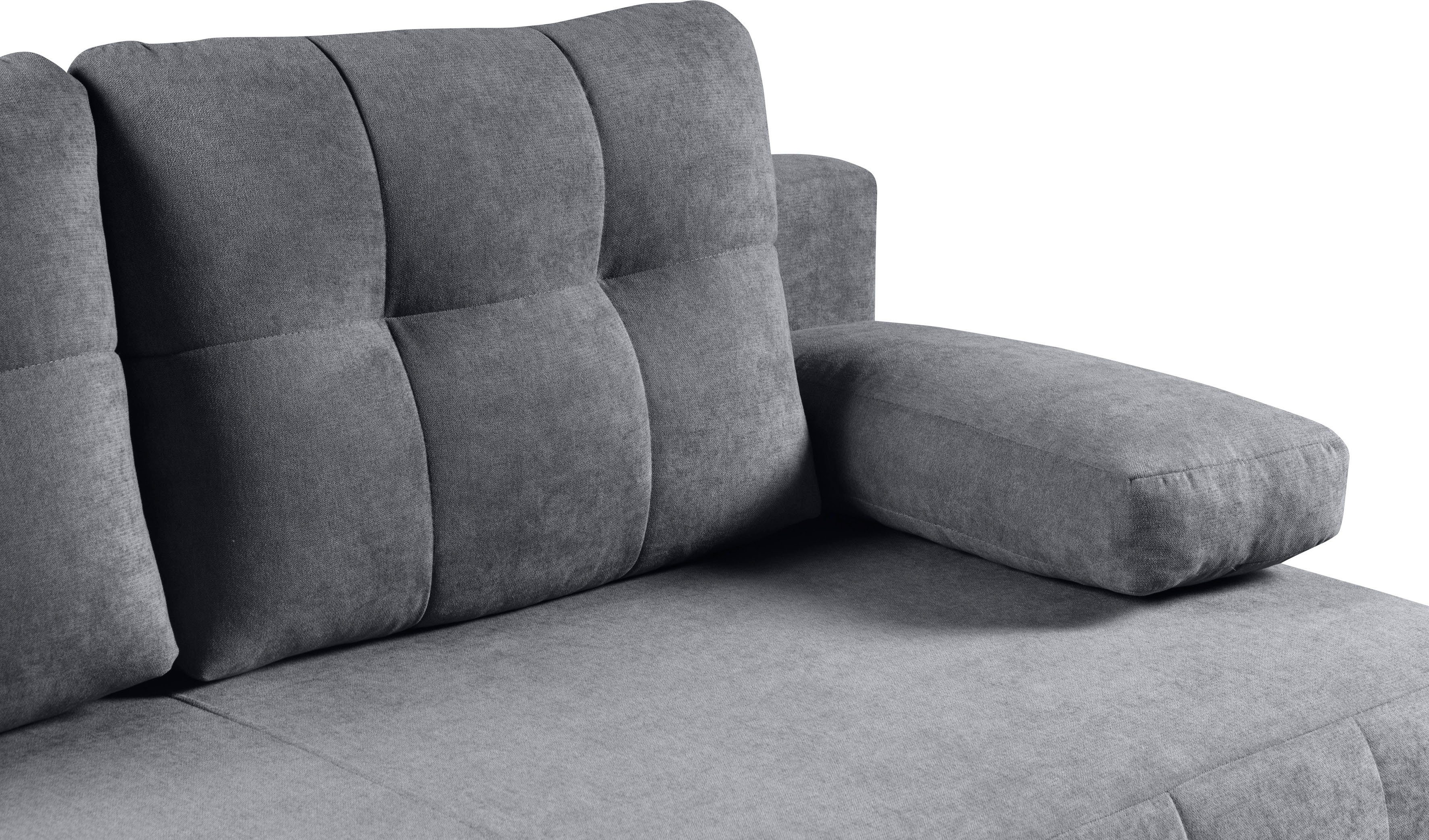 WERK2 Schlafsofa Indigo, 2-Sitzer Sofa Federkern und Bettkasten & grau Schlafcouch | grau mit | grau