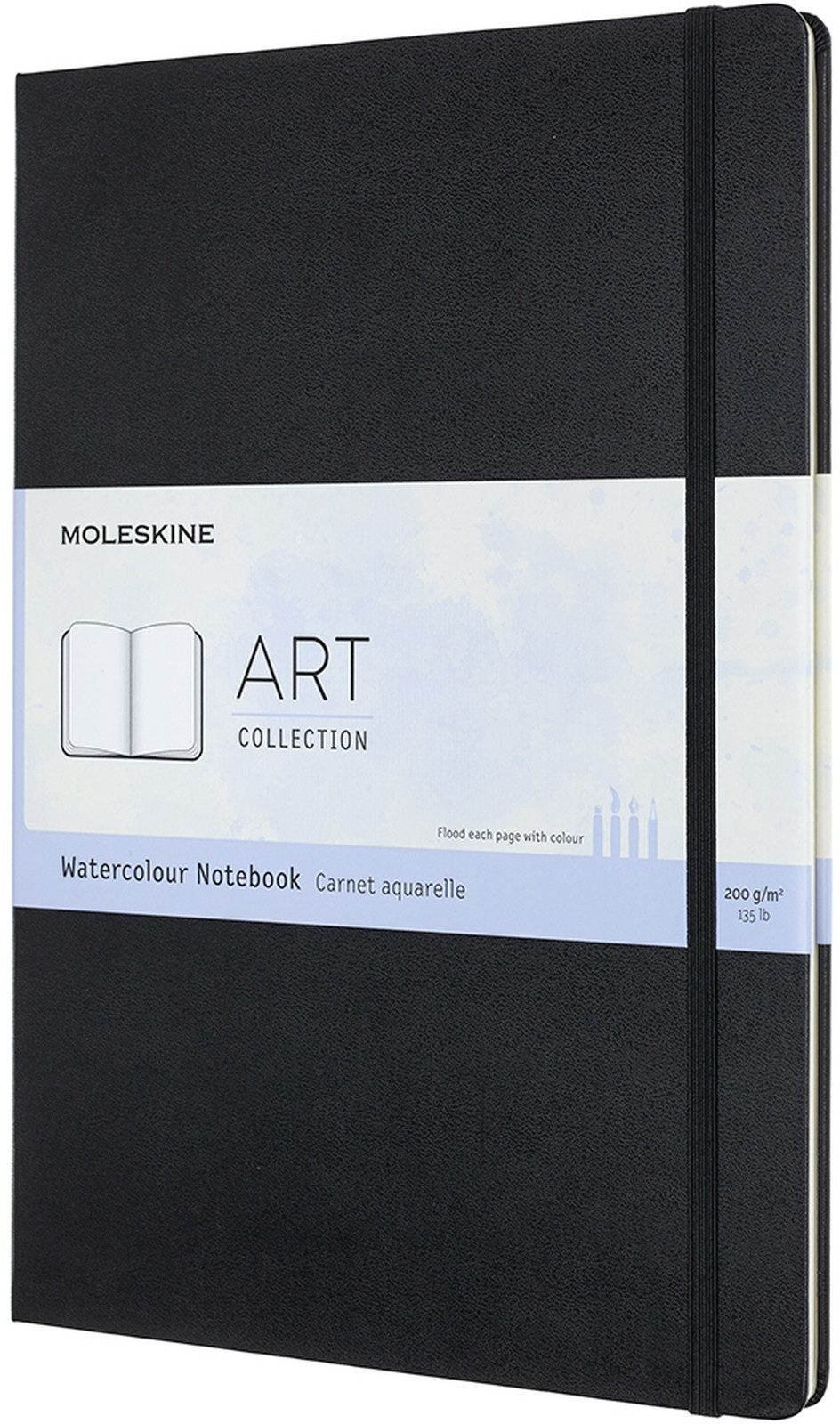 MOLESKINE Notizbuch Aquarell-Notizbuch A4 200g/qm 30 Blatt Hardcover schwarz
