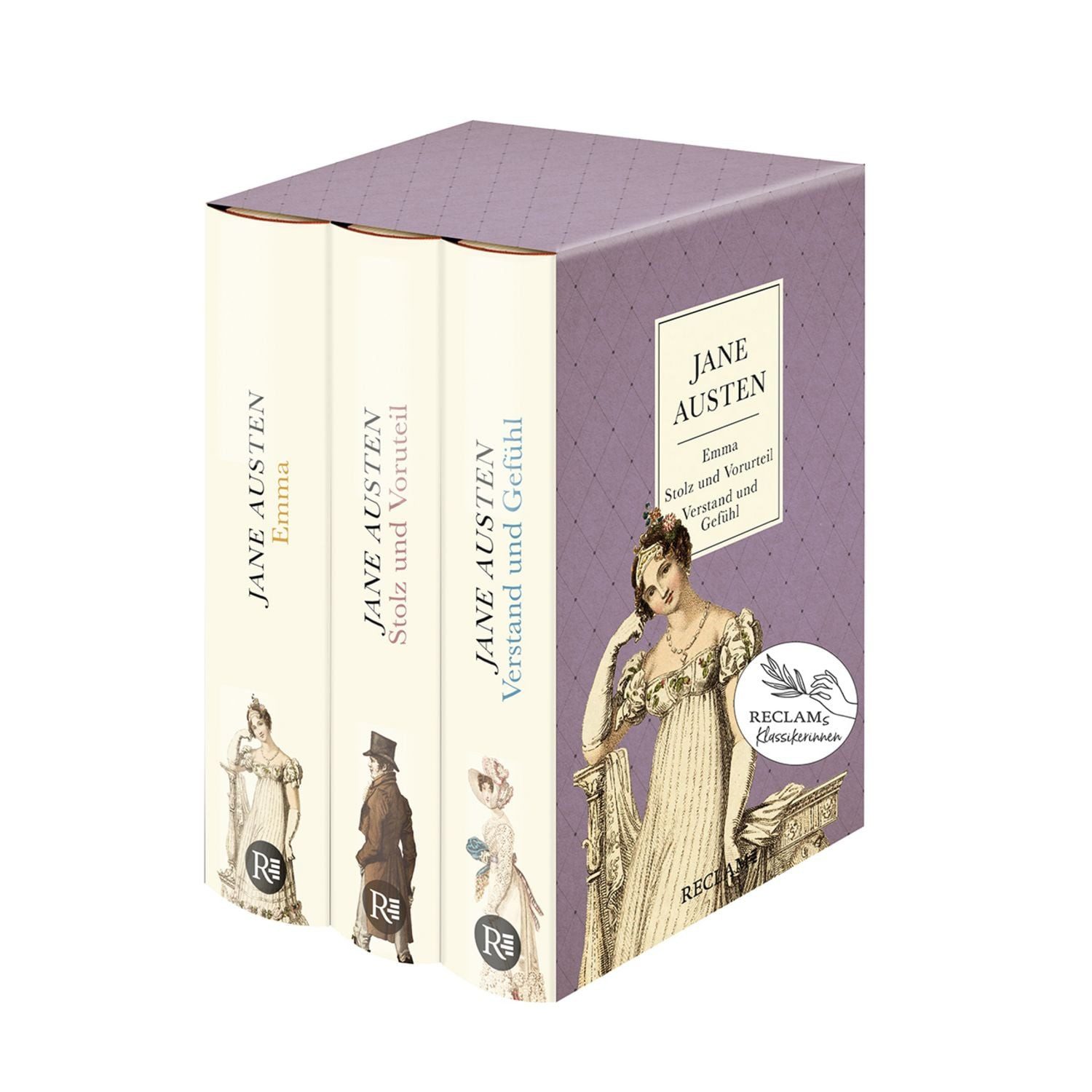 3 Bücher von Jane Austen im Schuber – Emma, Stolz und Vorurteil, Verst / Jane Austen, Reclams Klassikerinnen