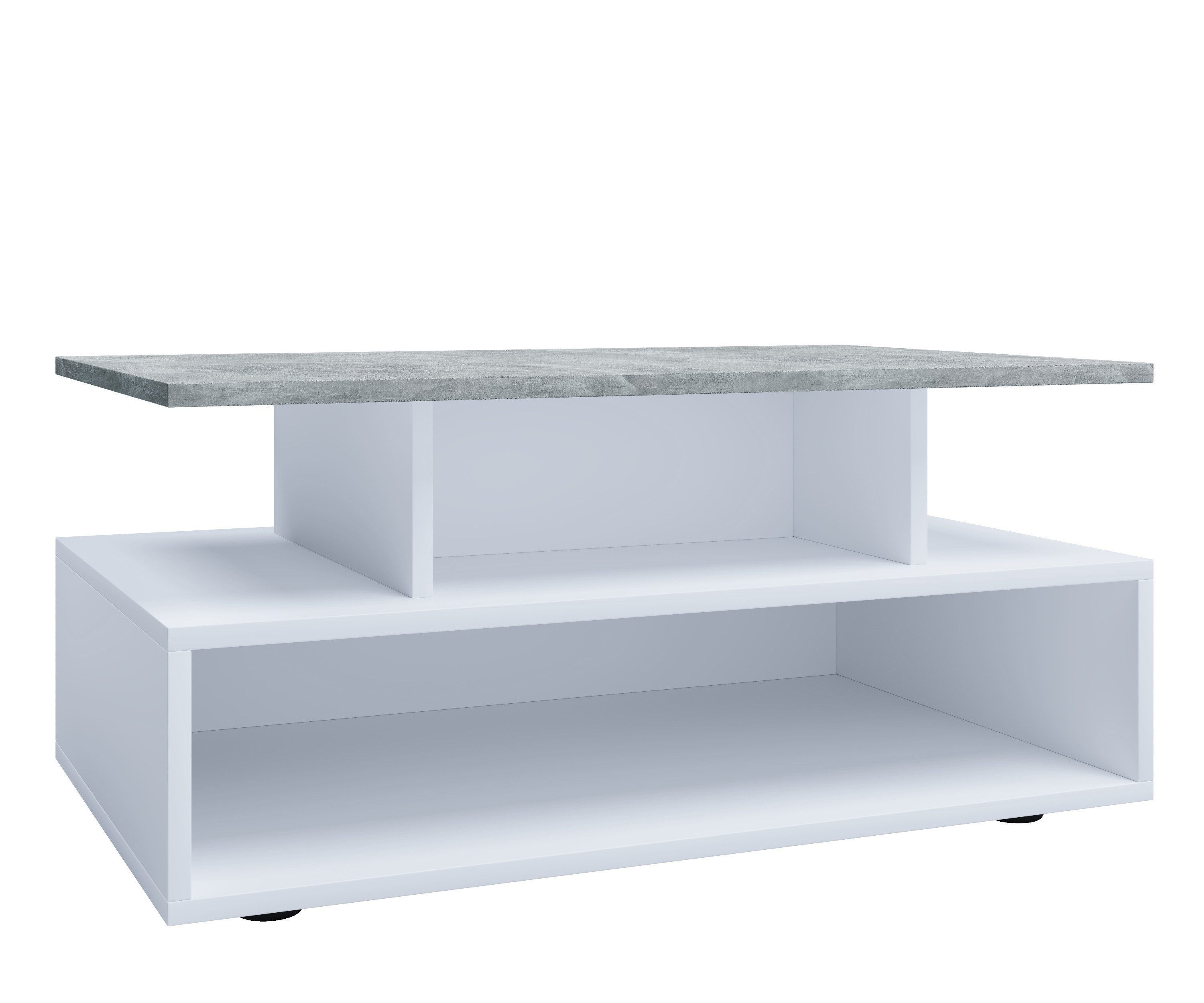 VCM Couchtisch Esila B. 80 x T. 50 x H. 40 cm, 4 Fächer, stabiler Wohnzimmertisch, Beistellmöbel – Bild 2 von 4