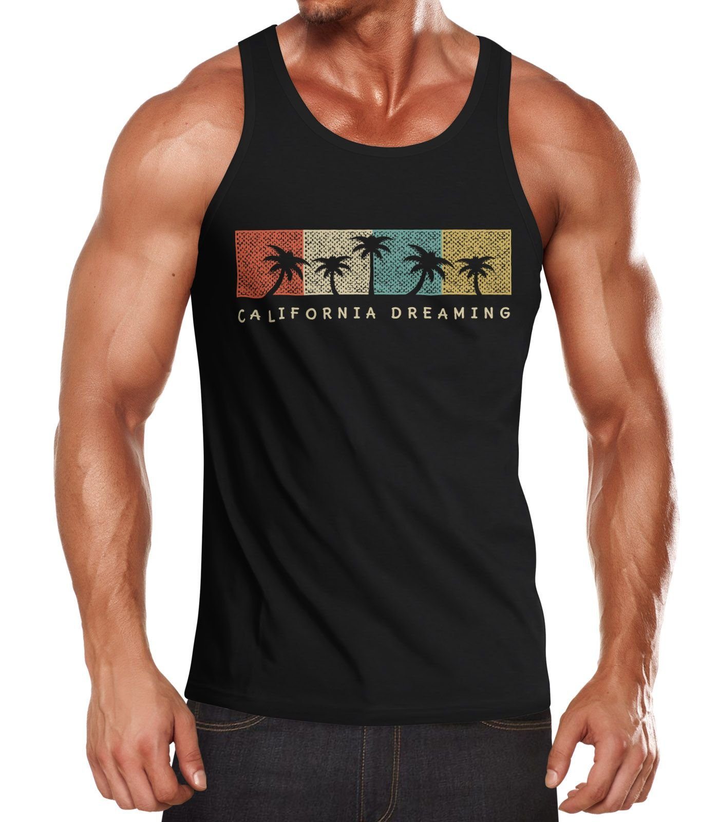 Neverless Tanktop Herren Tank Top California Dreaming Summer Party Palmen Palms Retro Neverless® mit Print