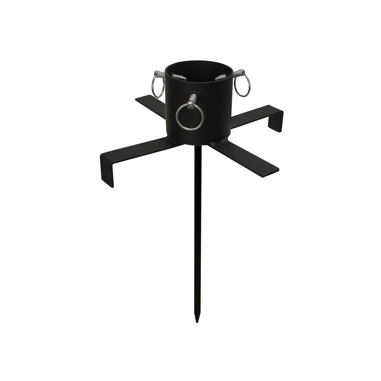 STAR TRADING Montagezubehör Baumständer 'Granig', schwarz, mit Erdspieß, für 3-9 cm Bäume (Baumständer Set, Baumständer Set mit Erdspiess für Bäume bis 9 cm Durchmesser), mit Erdspiess für Bäume bis 9 cm Durchmesser