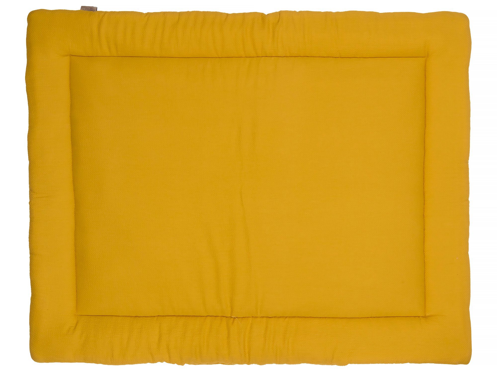 Krabbeldecke Doppelkrepp Gelb Mustard, 130 Außen Baumwolle, 130 cm KraftKids, x dicke Vlies, Innen 100% Füllung aus kuschelige