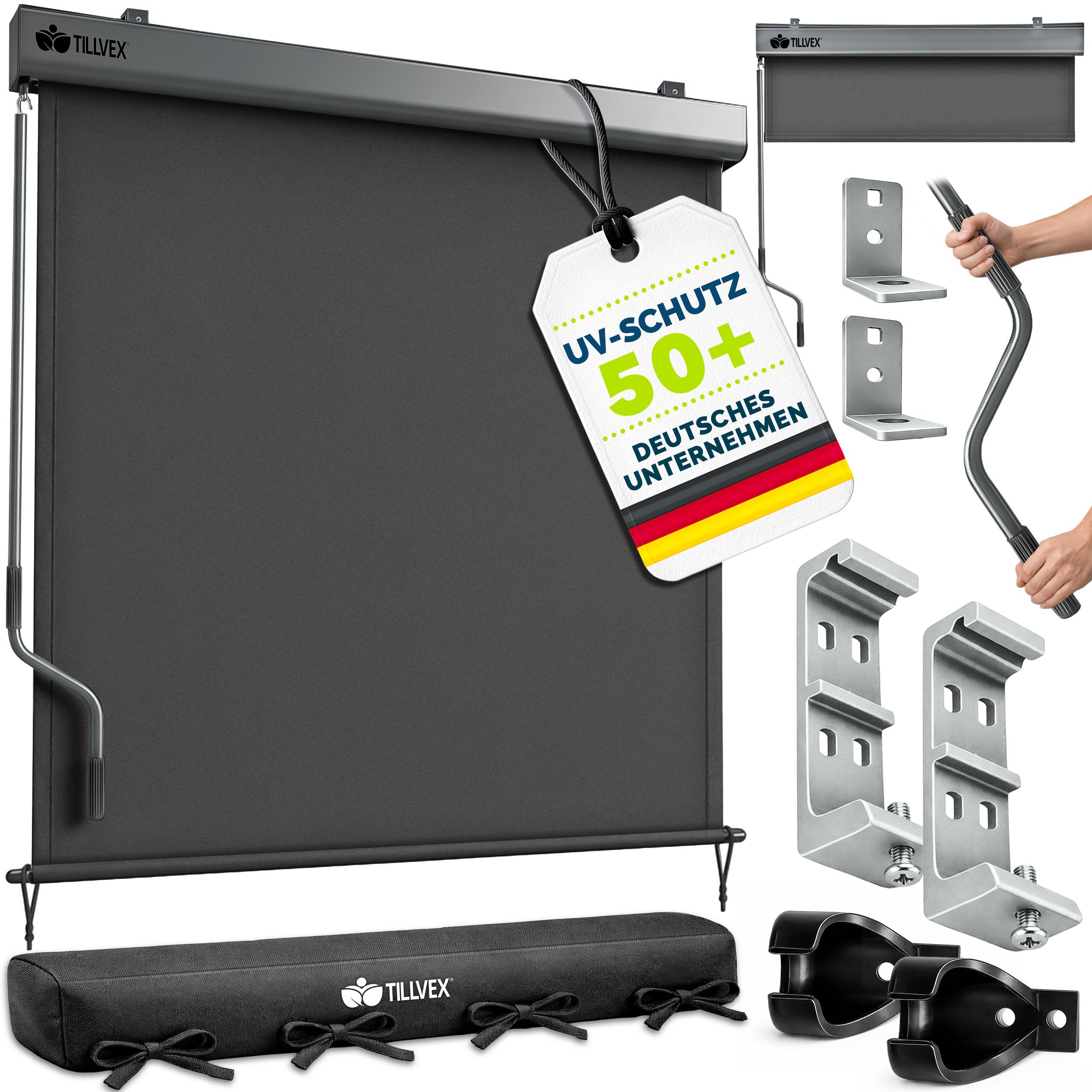 tillvex Senkrechtmarkise tillvex® Senkrechtmarkise Außenrollo Sichschutz Balkon Markise für