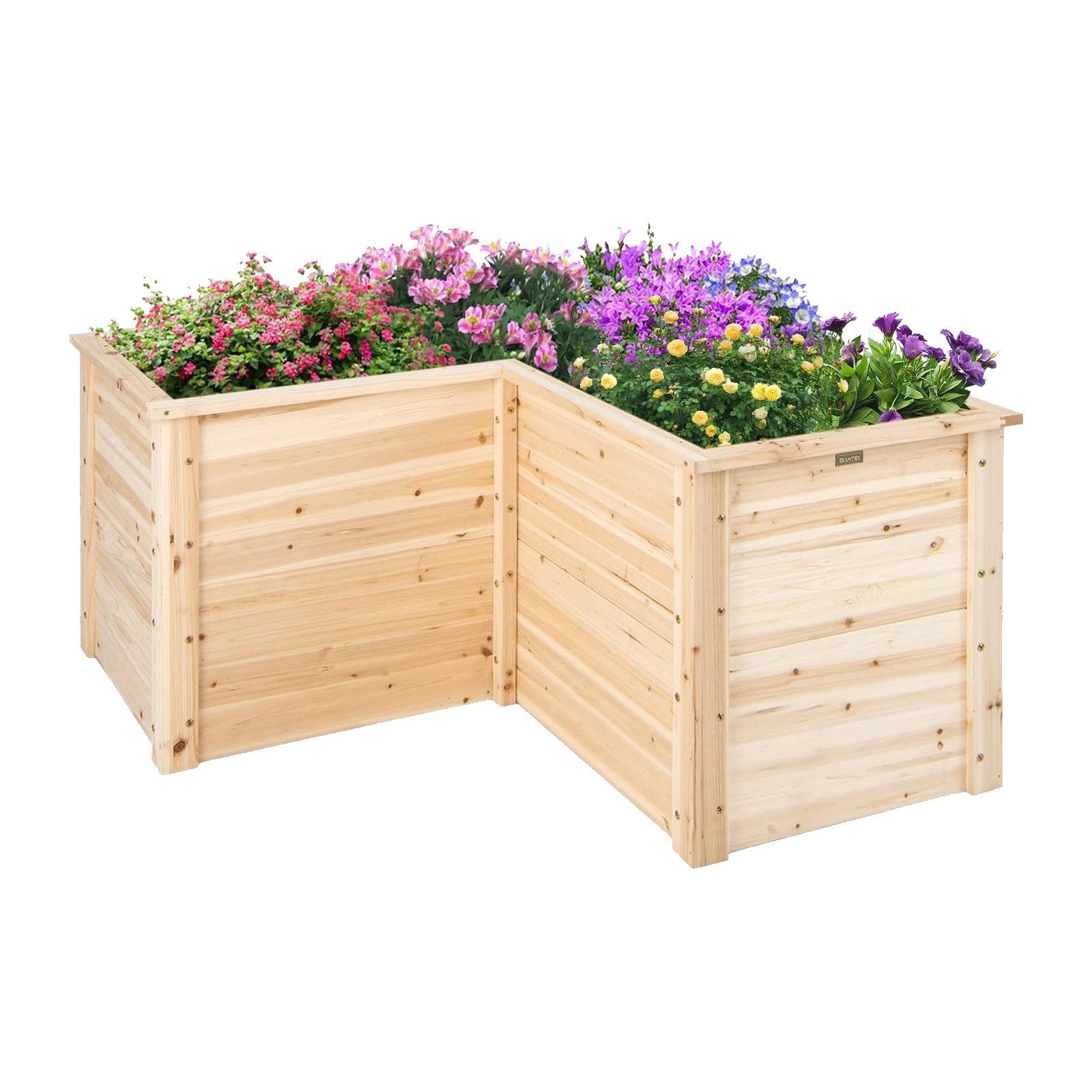 KOMFOTTEU Hochbeet Gartenbeet, L-förmiges Pflanzenkasten mit offenem Boden