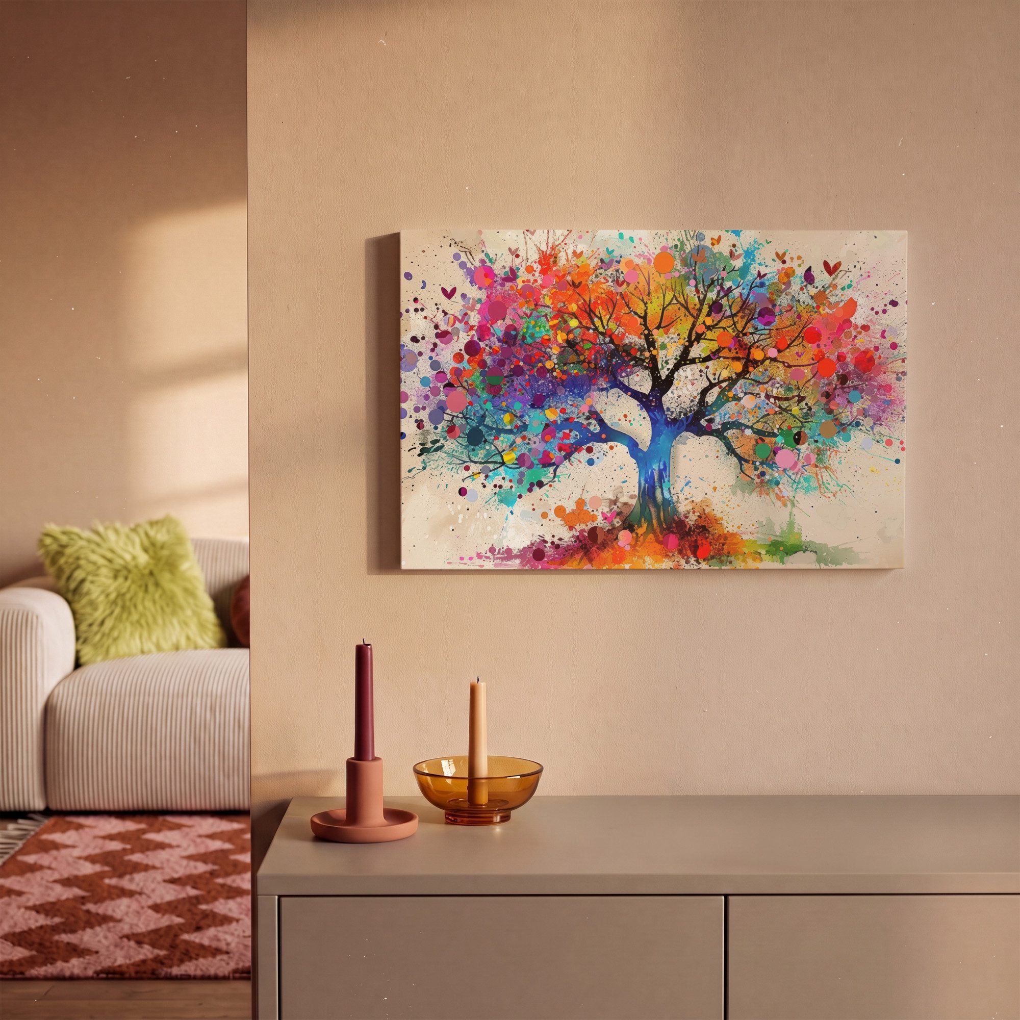 OneMillionCanvasses® Leinwandbild Baum des Lebens - Natur - Farbenfroh - Baum, Fotodruck (1 St), Wandbild, Deko Schlafzimmer Wohnzimmer Flur 20x20 cm – Bild 2 von 5