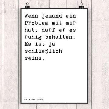 Mr. & Mrs. Panda Poster DIN A4 Wenn jemand ein Problem... - Weiß - Geschenk, Frau, Weisheiten, Sprüche und Zitate (1 St)