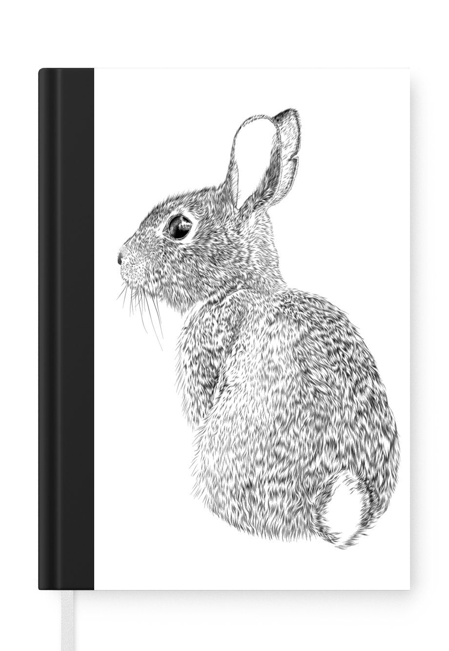 MuchoWow Notizbuch Realistisch illustriertes Kaninchen, Journal, Merkzettel, Tagebuch, Notizheft, A5, 98 Seiten, Haushaltsbuch