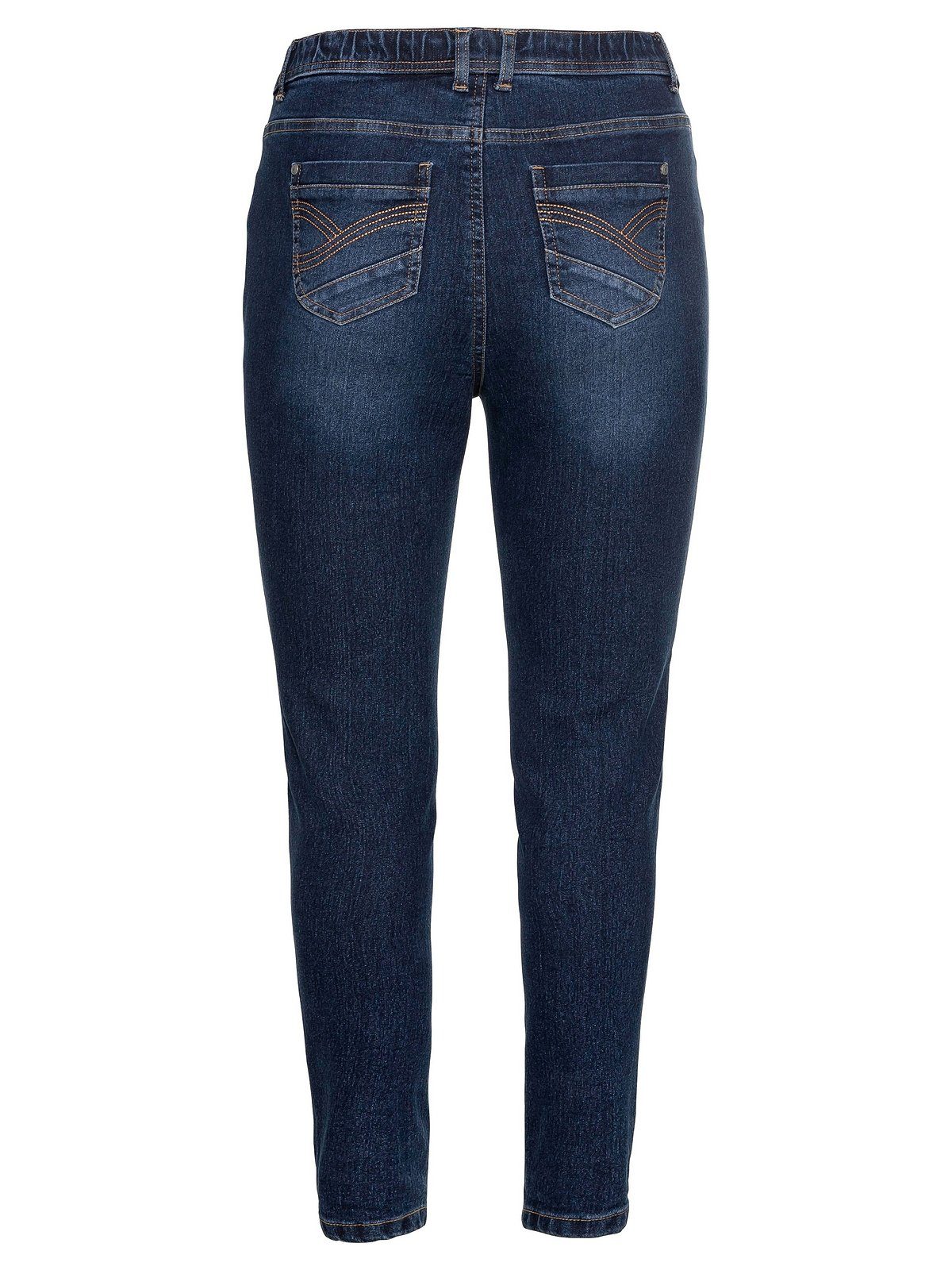 dark mit Größen Große blue Stretch-Jeans Gürtelschlaufen und Gummibund Denim Sheego